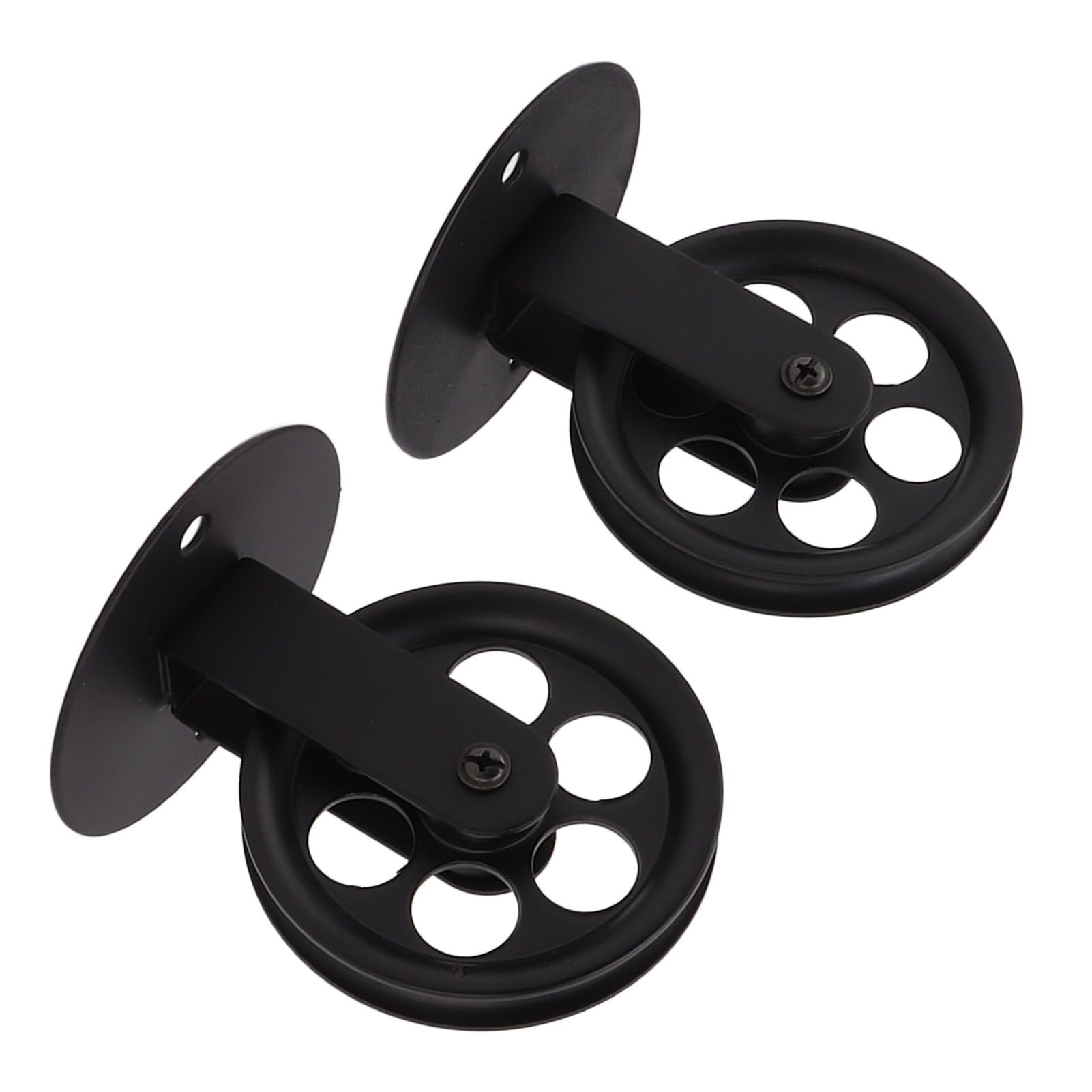 2pcs Industrial Pulley Wheels for Plug in Barn Pendant Light Vintage Wall Ceiling Mount Lifting Towing Pulleys Black - Image 2