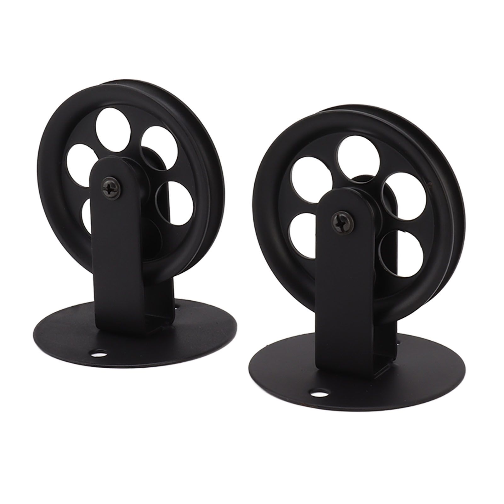 2pcs Industrial Pulley Wheels for Plug in Barn Pendant Light Vintage Wall Ceiling Mount Lifting Towing Pulleys Black - Image 3