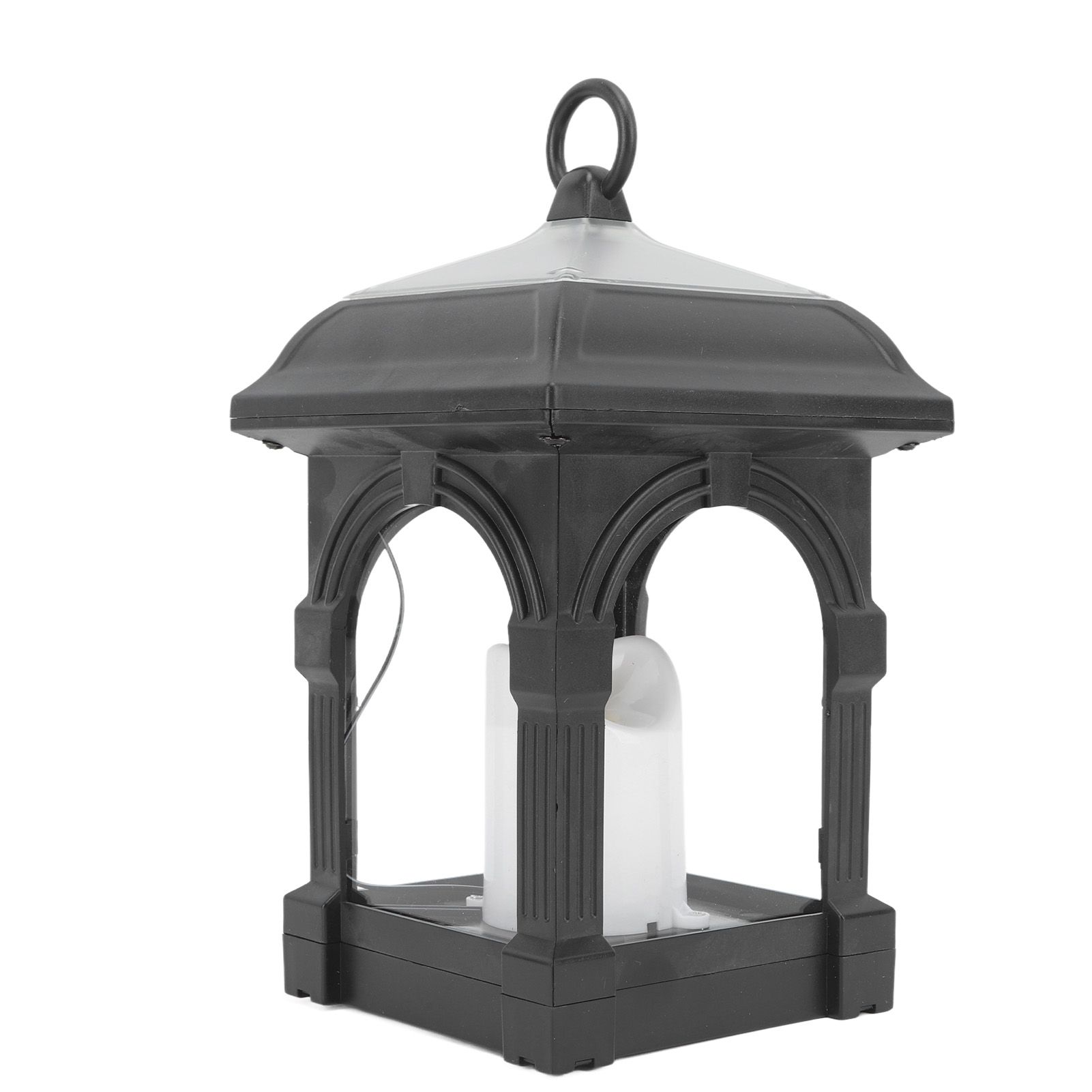 Solar Outdoor Lantern Hanging Solar Powered Warm Light Lamp Table Candle Lantern for Garden Yard Patio Pathway Decoration Black - Image 2