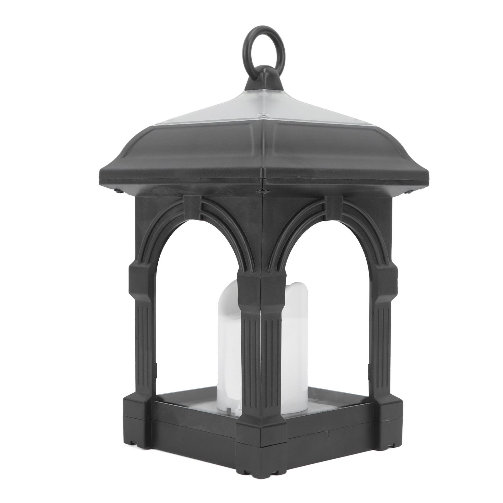 Solar Outdoor Lantern Hanging Solar Powered Warm Light Lamp Table Candle Lantern for Garden Yard Patio Pathway Decoration Black - Image 3