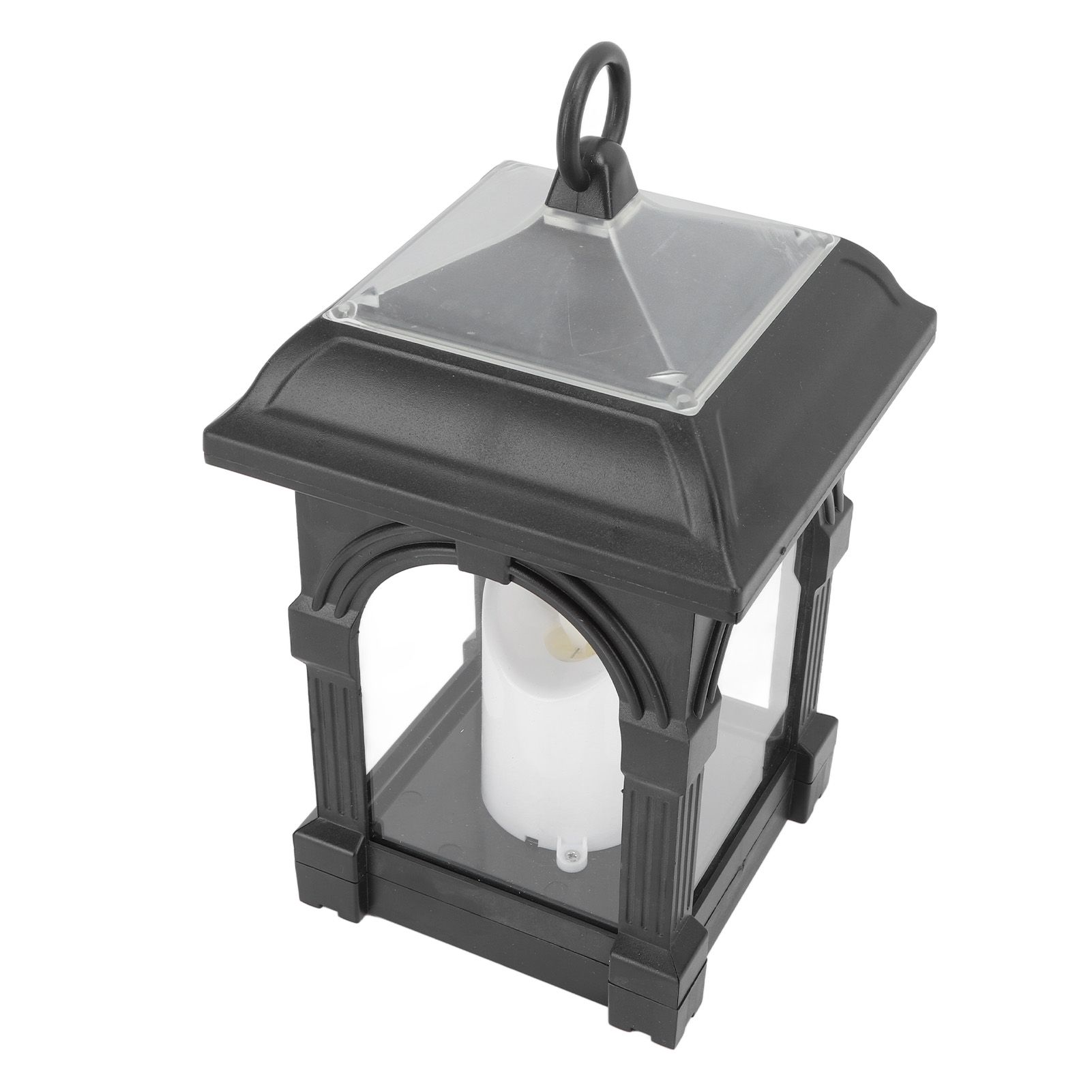 Solar Outdoor Lantern Hanging Solar Powered Warm Light Lamp Table Candle Lantern for Garden Yard Patio Pathway Decoration Black - Image 6