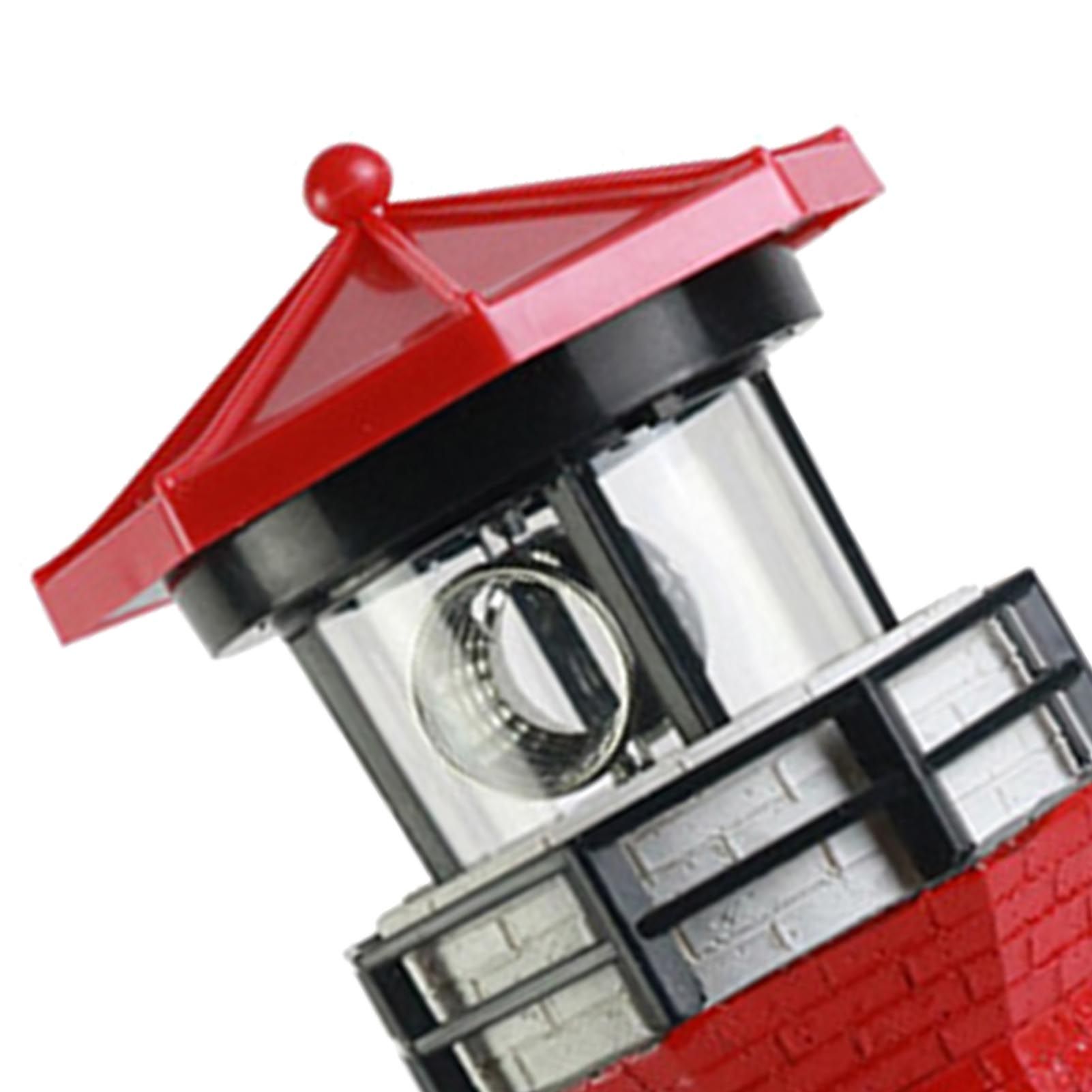 Solar Powered Lighthouse Environmentally Friendly Energy Saving Solar Lighthouse with Rotating Beacon for Garden Decor Red - Image 7
