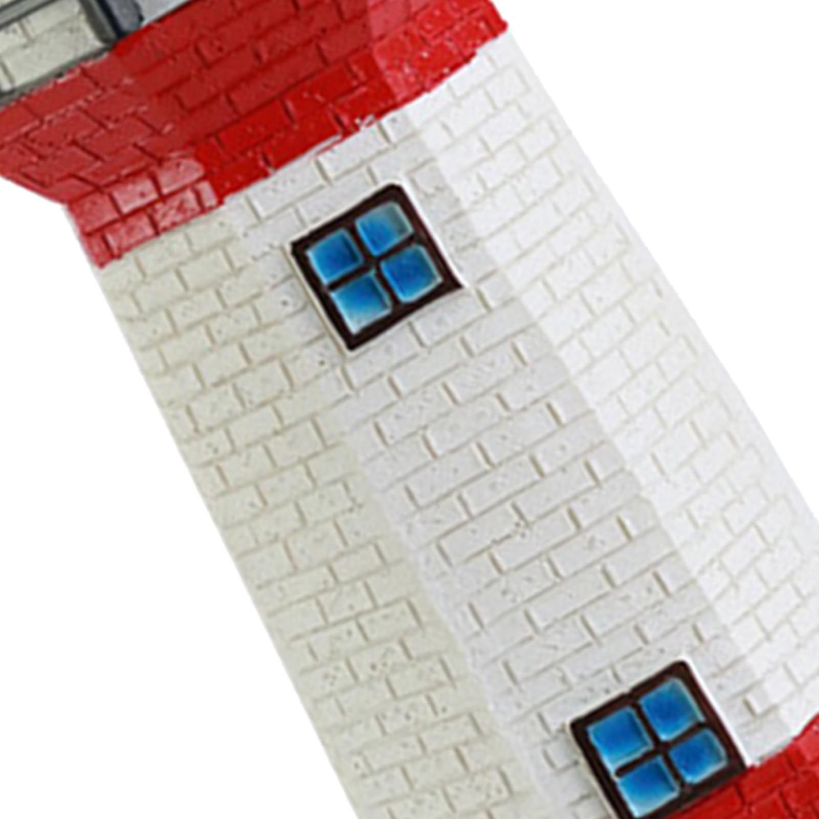 Solar Powered Lighthouse Environmentally Friendly Energy Saving Solar Lighthouse with Rotating Beacon for Garden Decor Red - Image 8