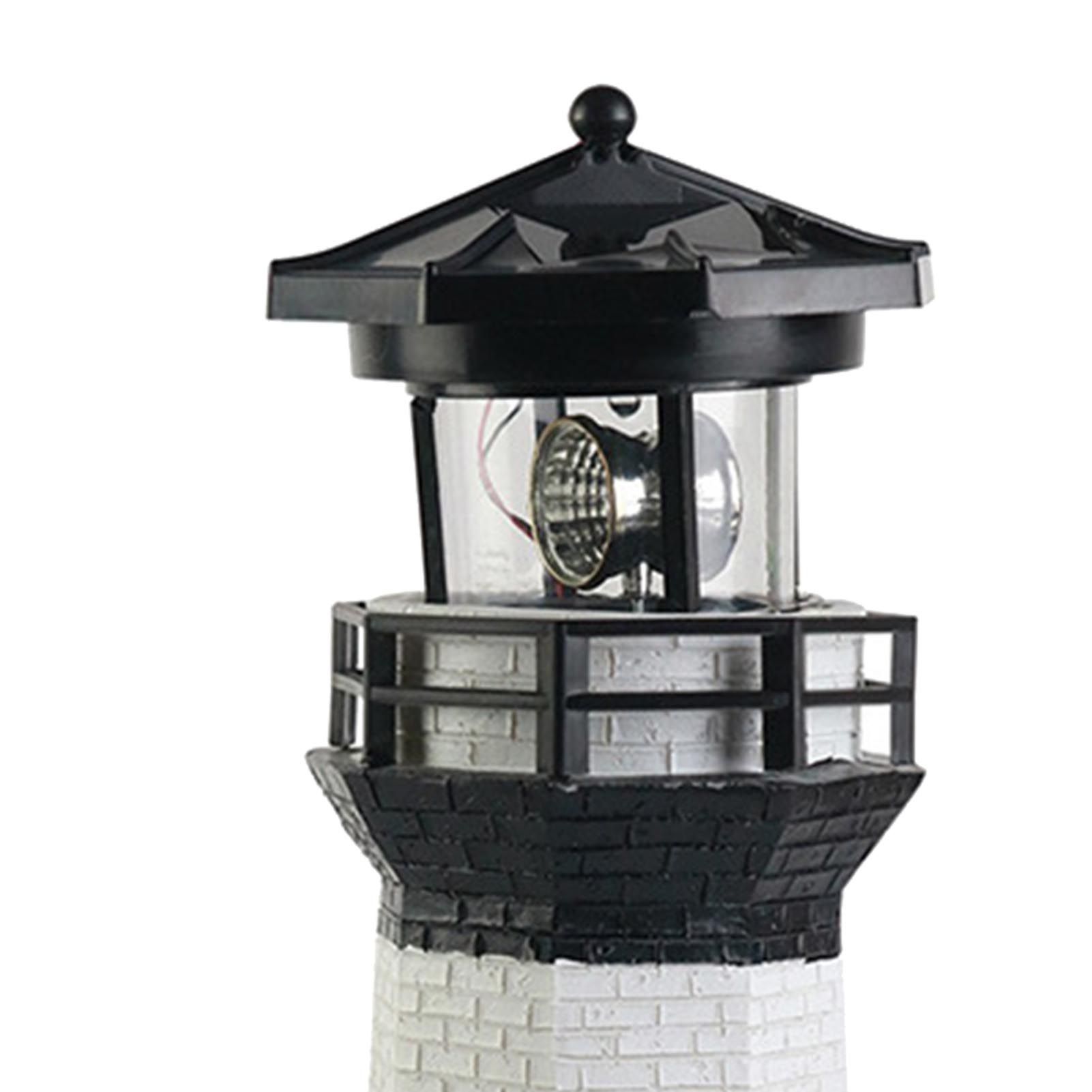 Solar Powered Lighthouse Environmentally Friendly Energy Saving Solar Lighthouse with Rotating Beacon for Garden Decor Black - Image 7