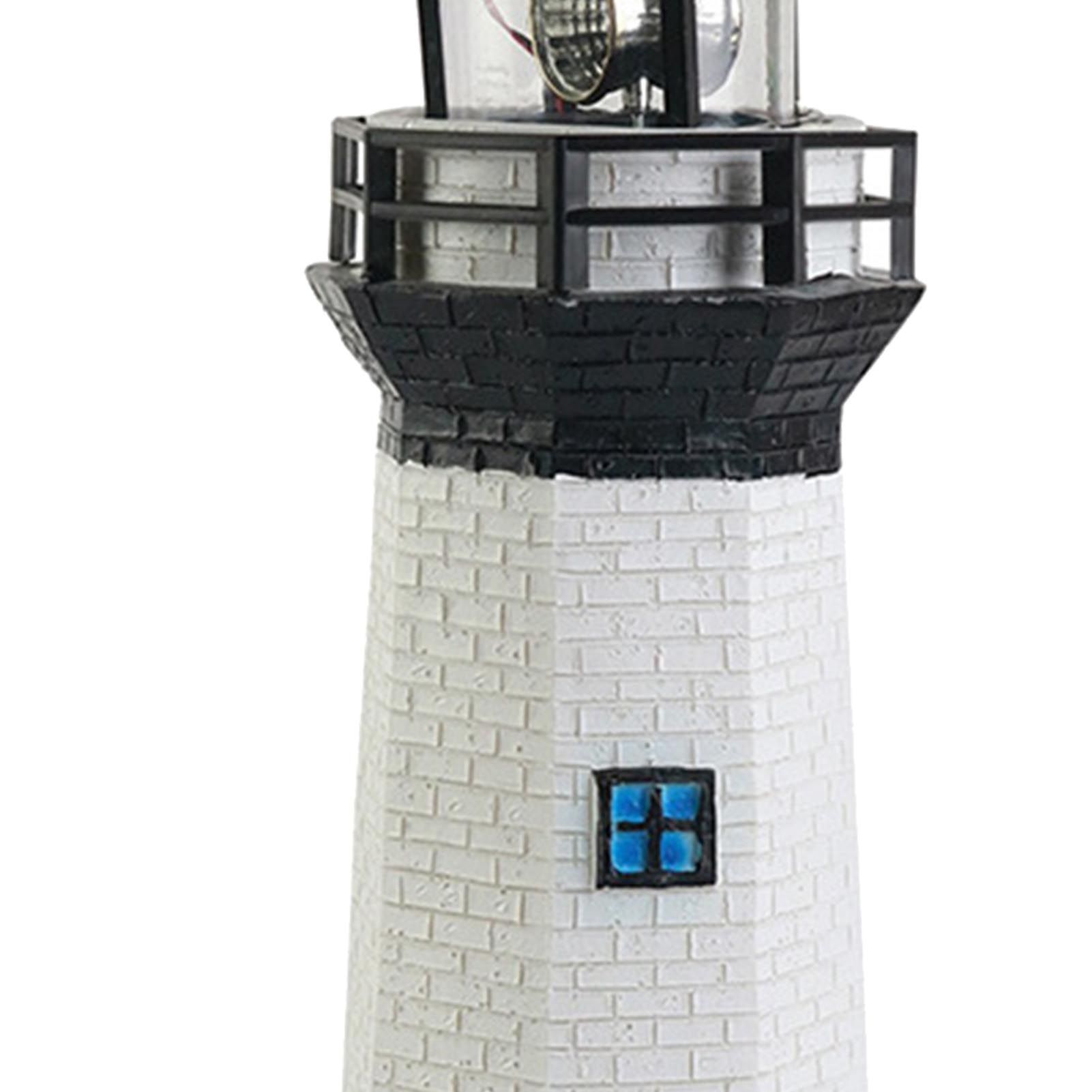 Solar Powered Lighthouse Environmentally Friendly Energy Saving Solar Lighthouse with Rotating Beacon for Garden Decor Black - Image 8