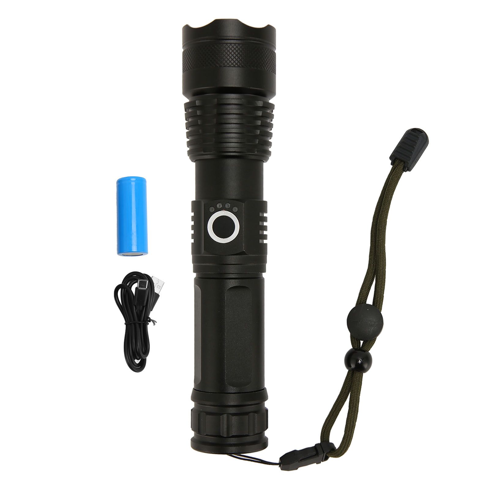LED Flashlight Zoomable P50 Beads 5000lm 3 Light Modes Battery Display Bright Flashlight for Outdoor Adventure Camping - Image 1