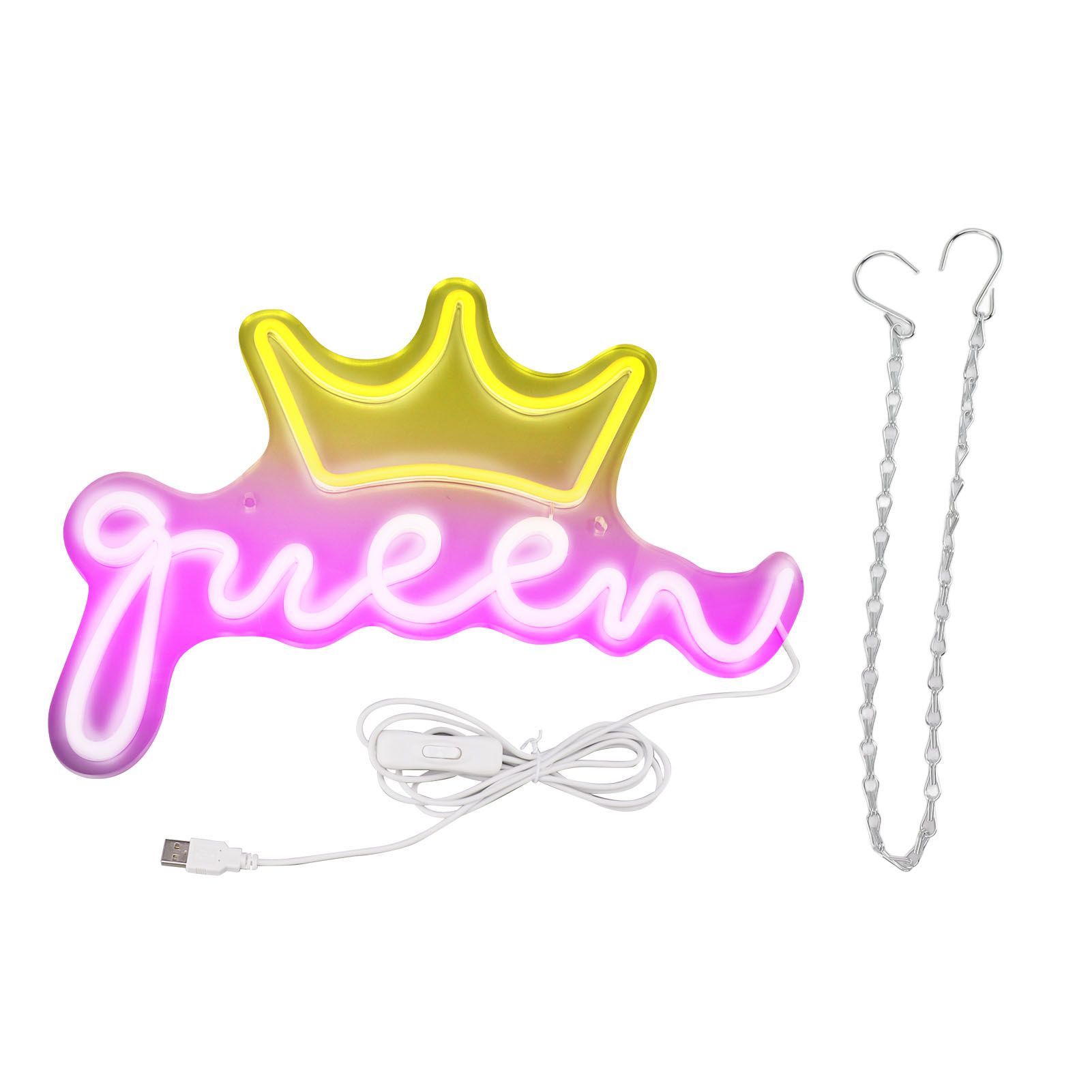 LED Neon Sign Bright USB Powered Decorative Crown Queen Wall Neon Light for Kids Room Bedroom Party - Image 2