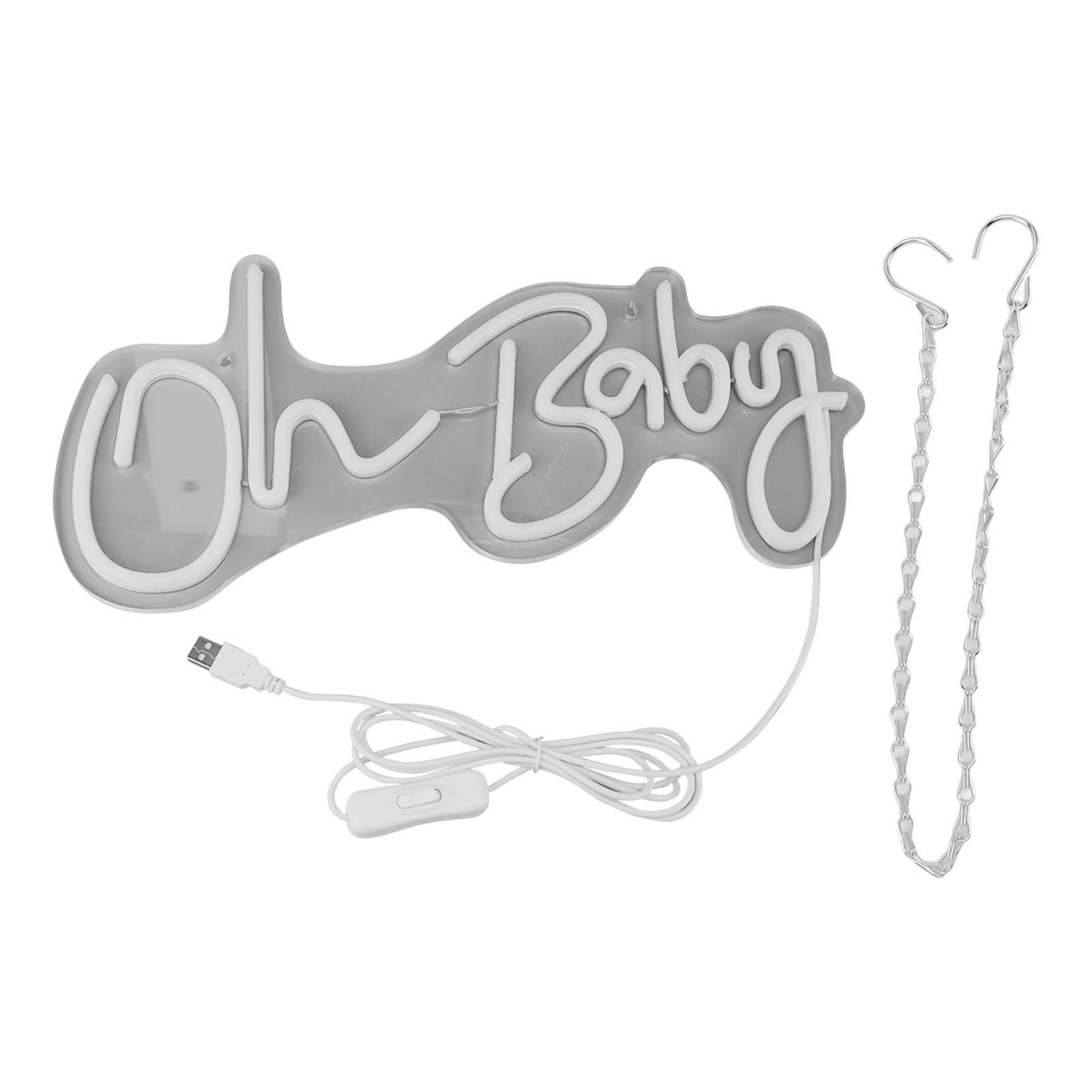 Oh Baby Neon Sign Acrylic USB Powered Wall Decor Neon Light for Bar Wedding Holiday Party Birthday Baby Shower White Light - Image 1