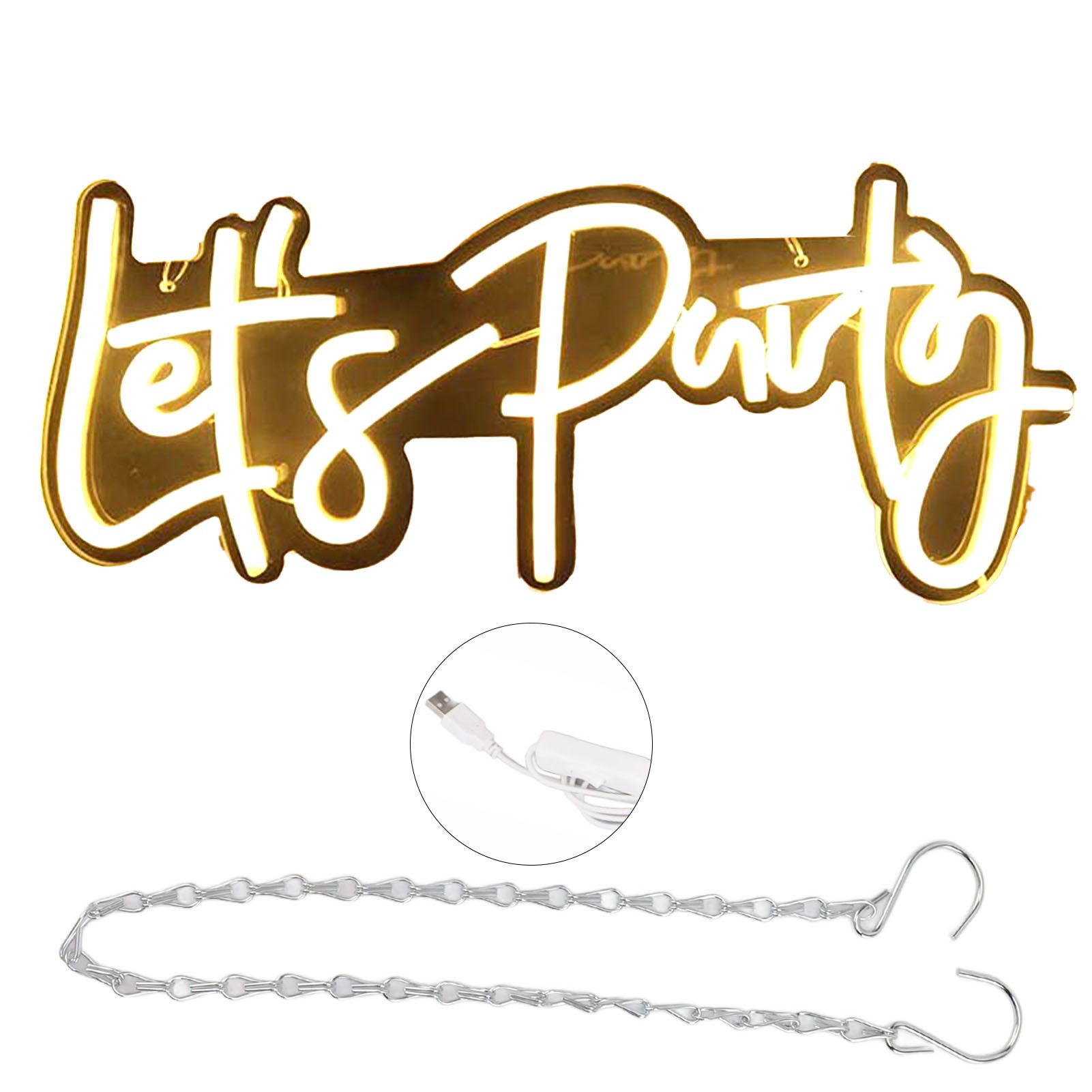 Party Neon Sign USB Powered Highly Transparent Acrylic Backsheet LED Neon Light Wall Sign for Bedroom Decoration Warm White - Image 1