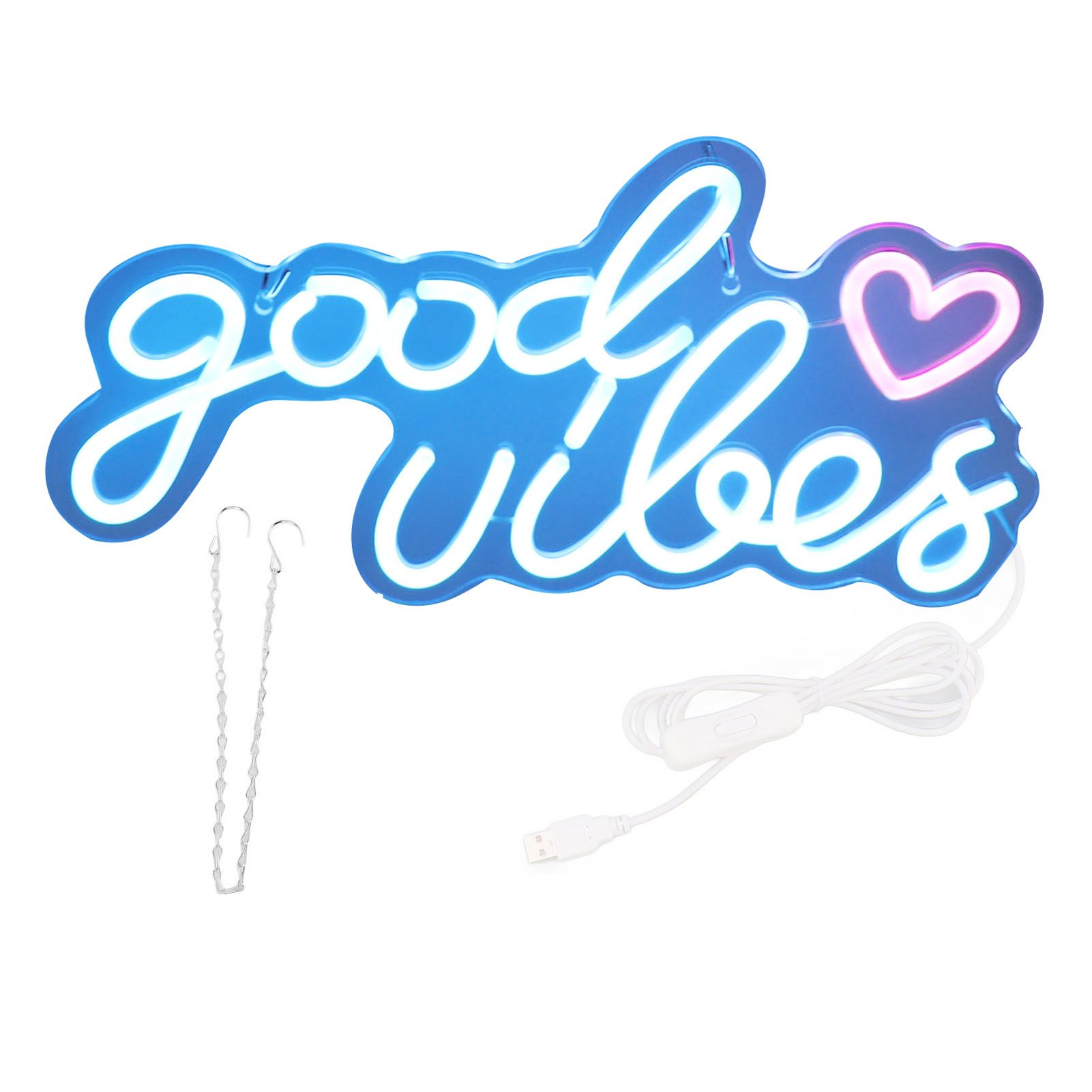 Neon Sign Good Vibes LED Light Acrylic USB Powered Wall Hang Neon Wall Decor for Bar Party Wedding Bedroom - Image 1
