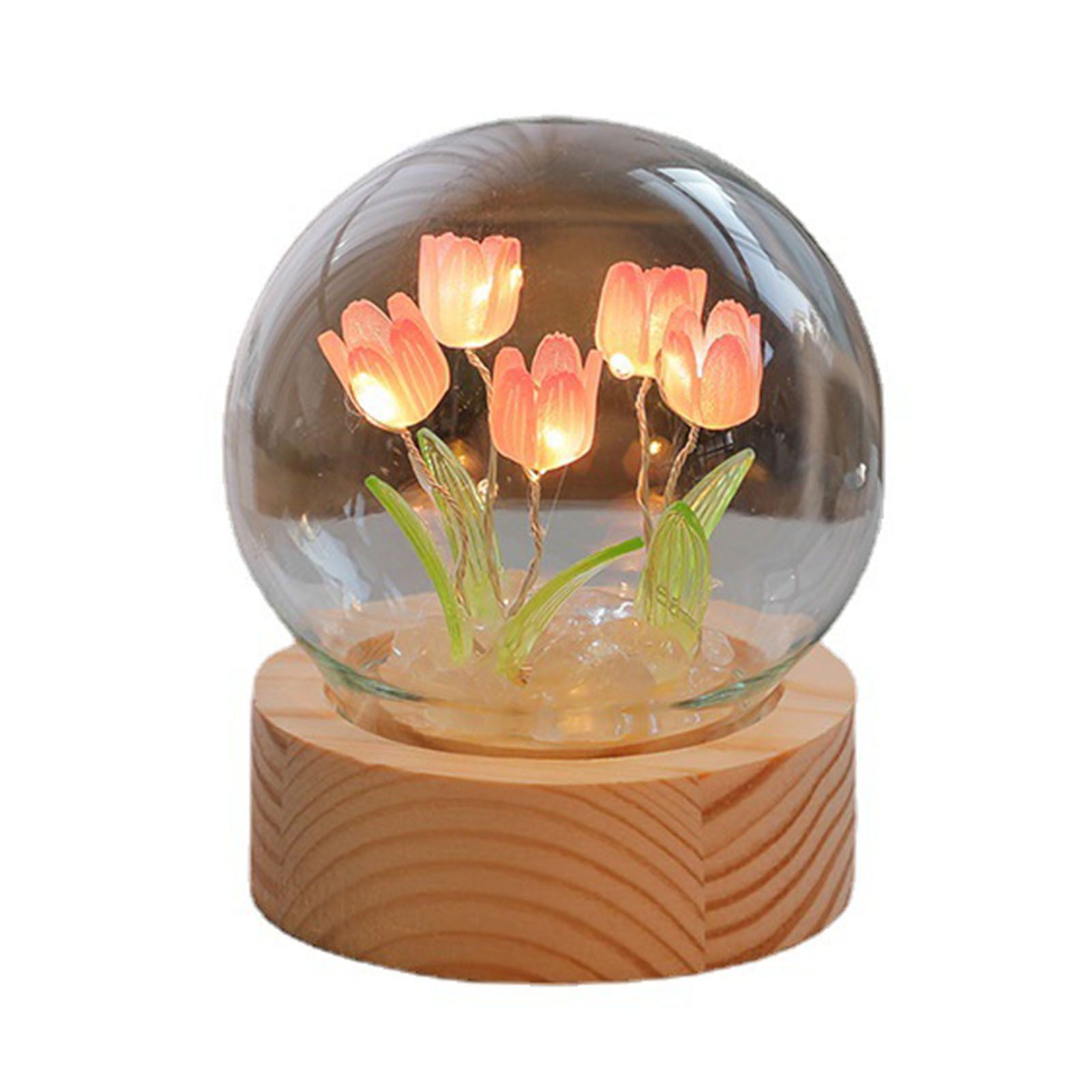Flower Night Light Tulip Night Lamp Home Decoration Night Light Bedside Light for Office Bedroom Pink - Image 1