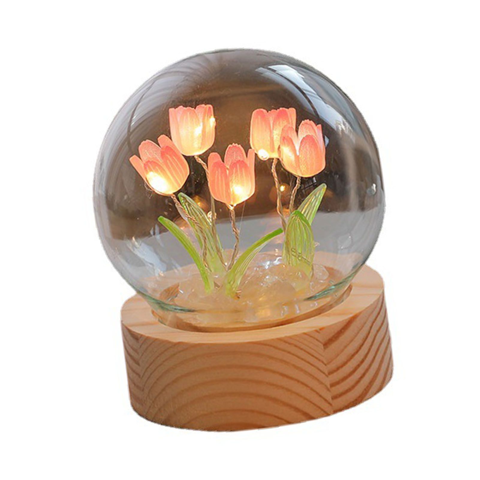 Flower Night Light Tulip Night Lamp Home Decoration Night Light Bedside Light for Office Bedroom Pink - Image 2
