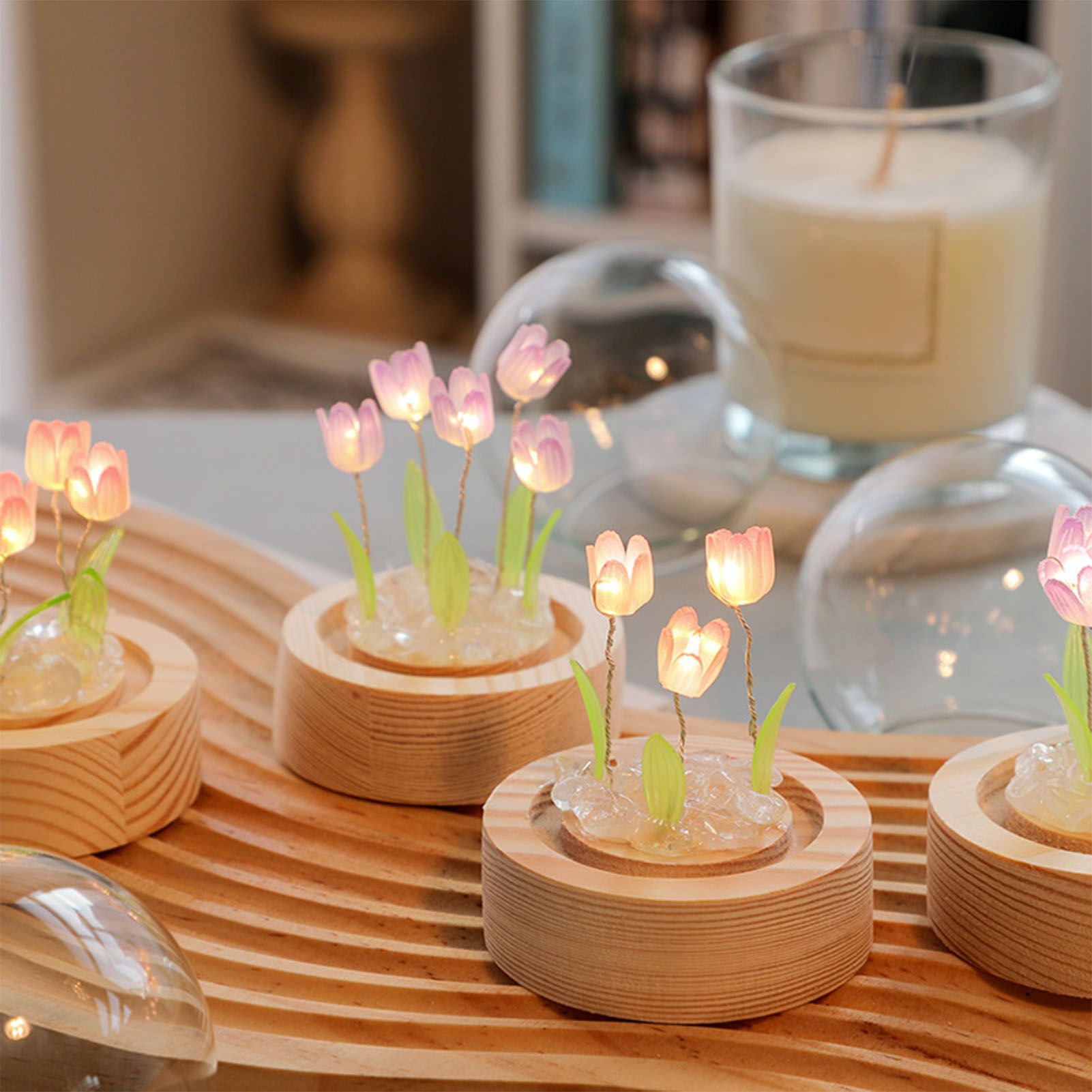 Flower Night Light Tulip Night Lamp Home Decoration Night Light Bedside Light for Office Bedroom Pink - Image 6