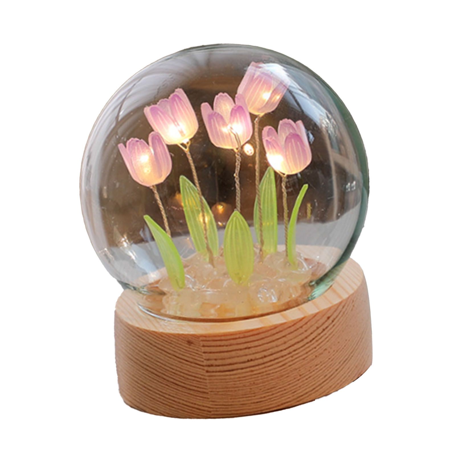 Flower Night Light Tulip Night Lamp Home Decoration Night Light Bedside Light for Office Bedroom Purple - Image 2