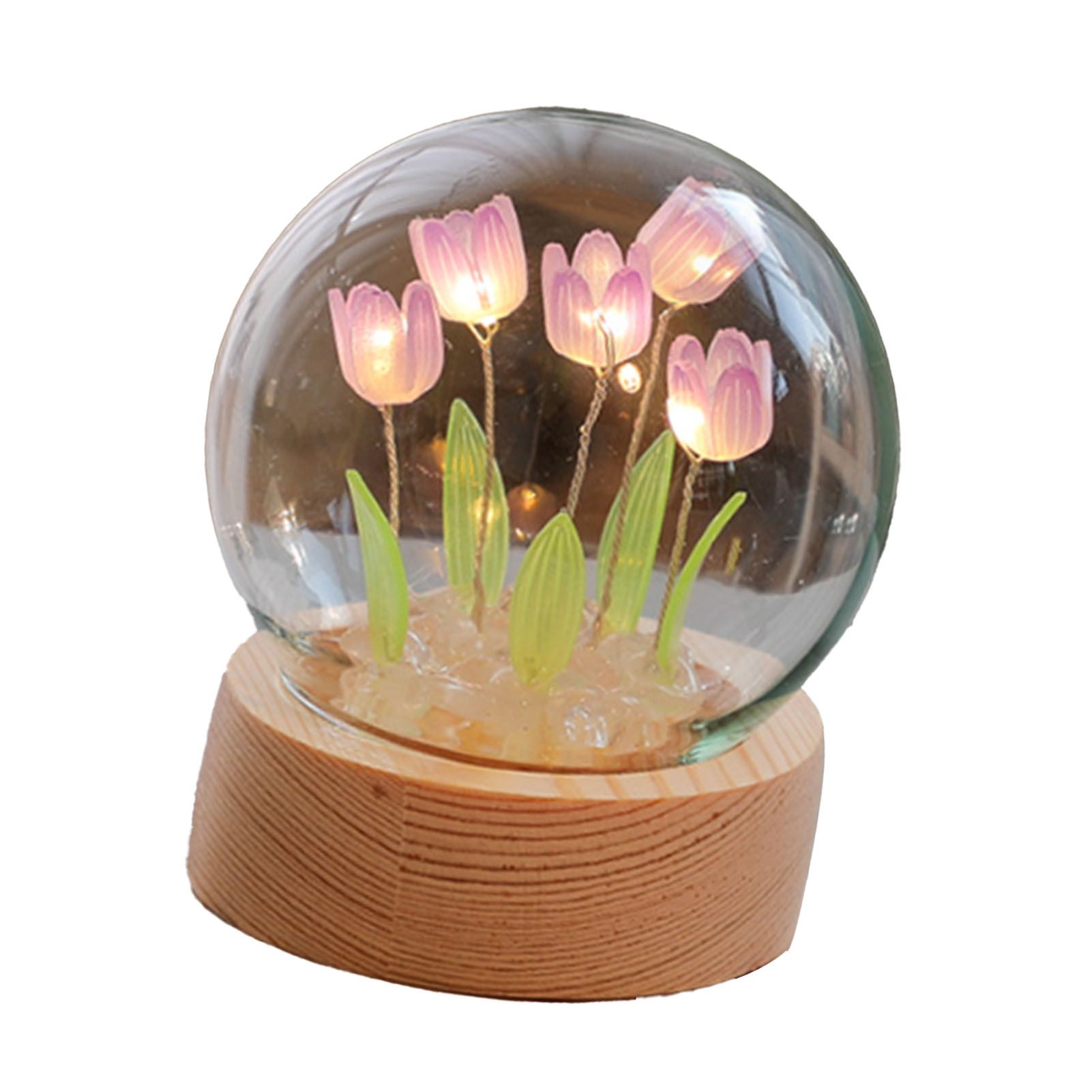 Flower Night Light Tulip Night Lamp Home Decoration Night Light Bedside Light for Office Bedroom Purple - Image 3