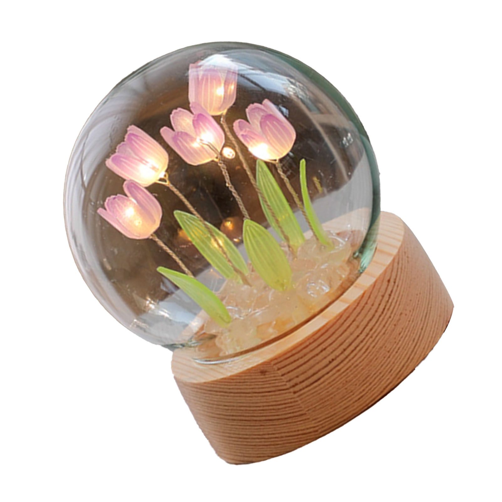 Flower Night Light Tulip Night Lamp Home Decoration Night Light Bedside Light for Office Bedroom Purple - Image 4