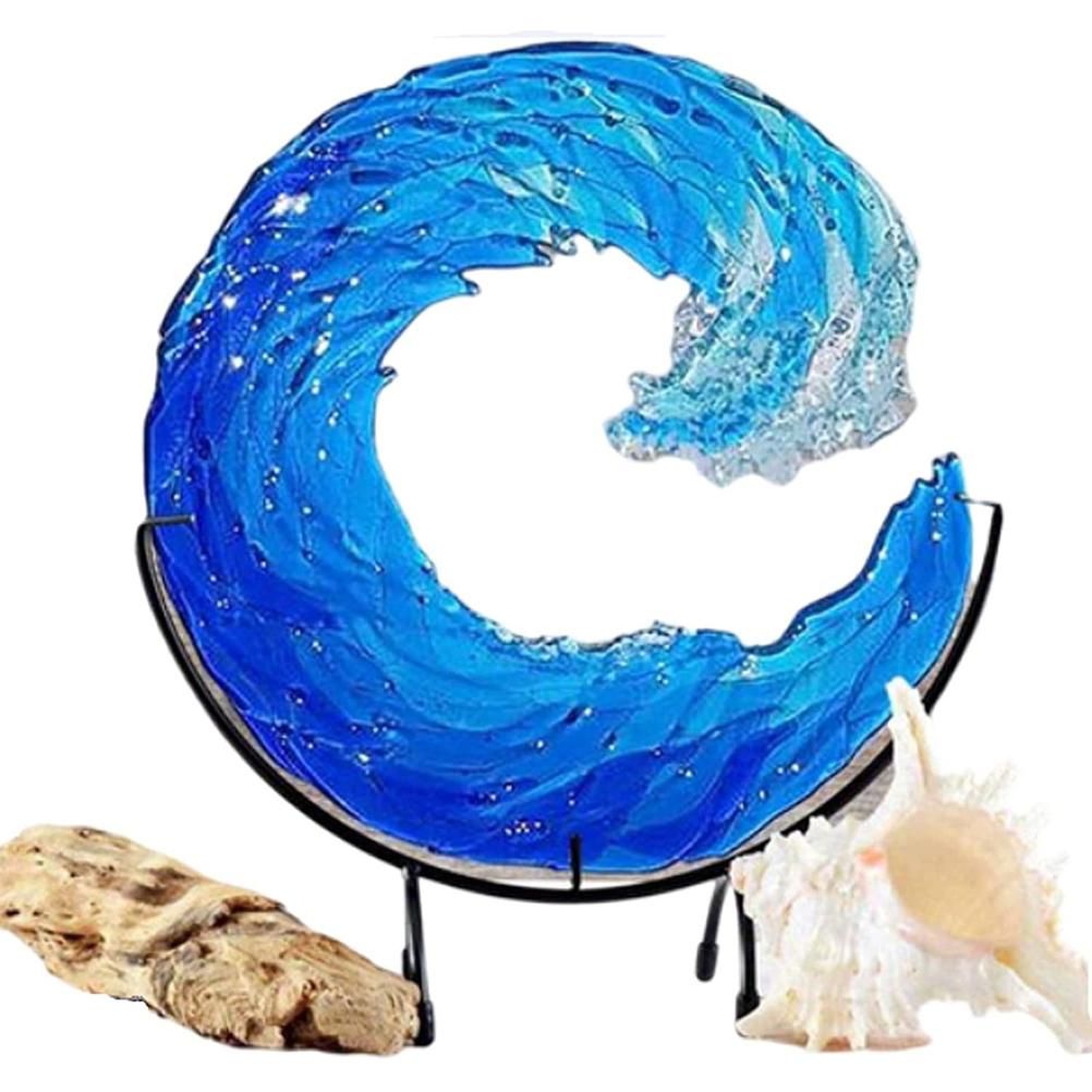 Ocean Wave Sculpture Blue Wave Ornaments Ocean Art for Desktop Decoration - Image 6
