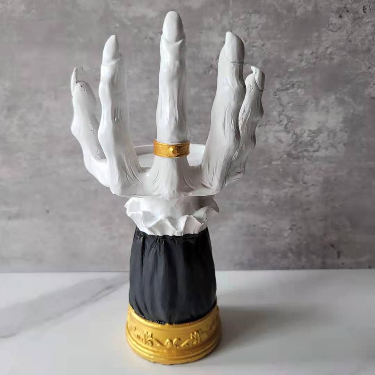 Halloween Candle Holder Witch Hand Shaped Resin Candlestick Desktop Ornaments Decor - Image 2