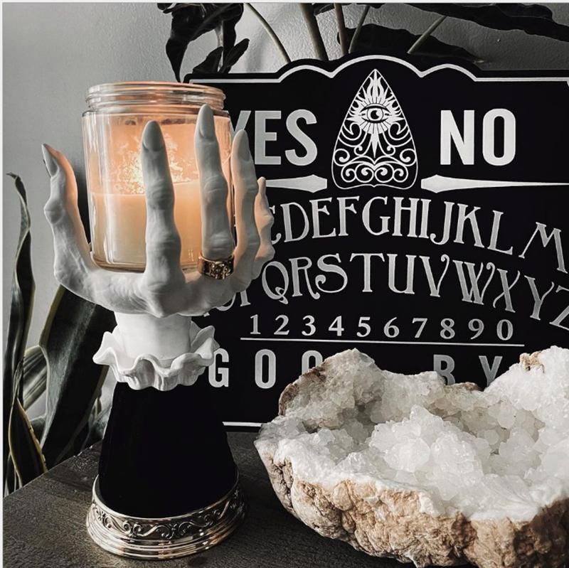 Halloween Candle Holder Witch Hand Shaped Resin Candlestick Desktop Ornaments Decor - Image 3
