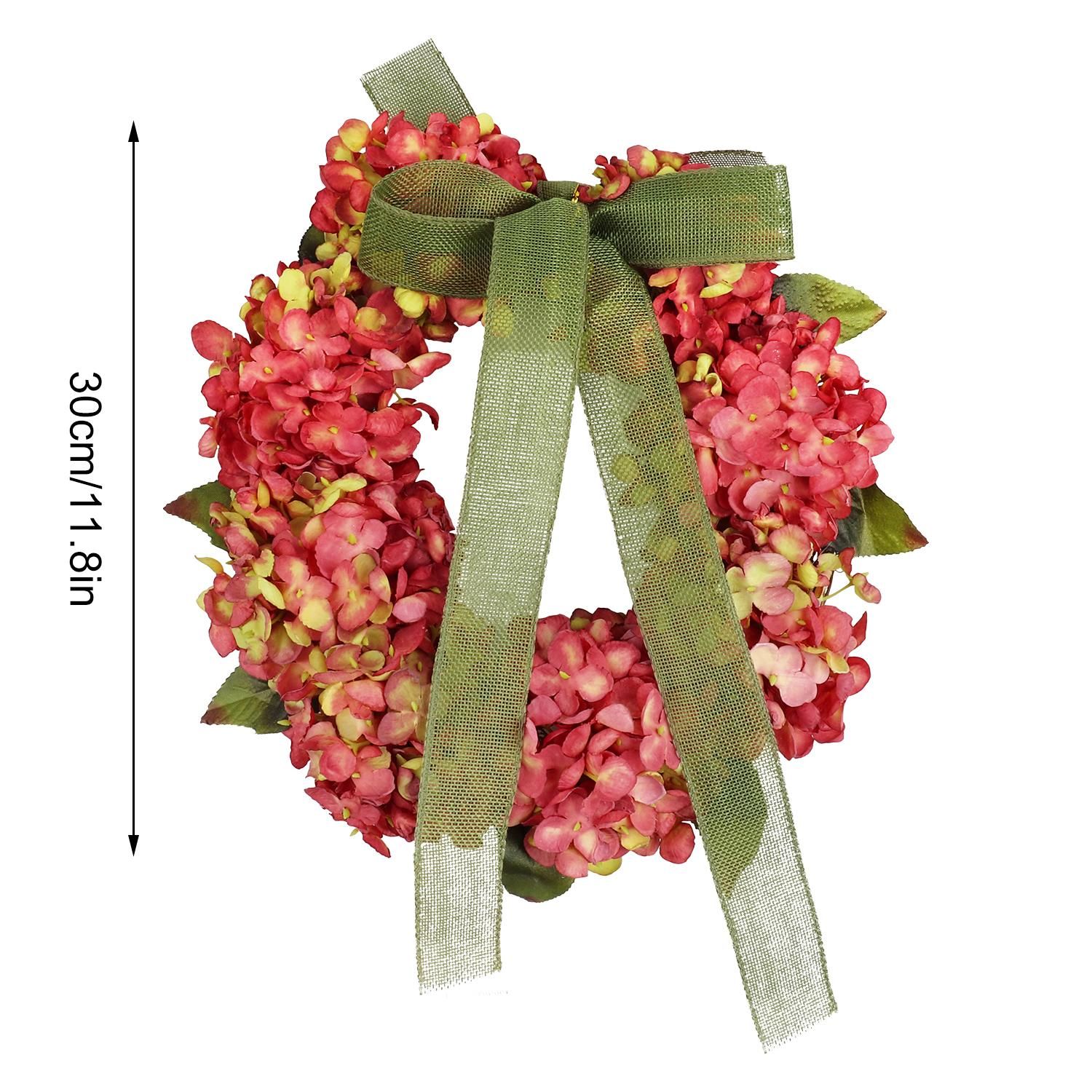 Thanksgiving Wreath Fall Hydrangea Bowknot Decoration Flower Garland Wreath Thanksgiving Front Door Home Decor - Image 2