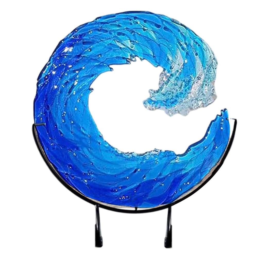 Ocean Wave Sculpture Blue Wave Ornaments Ocean Art for Desktop Decoration - Image 1