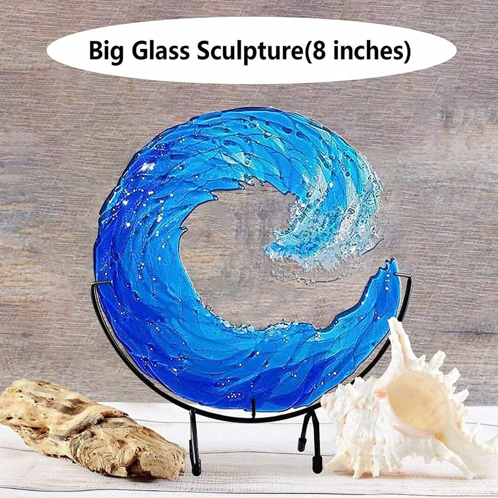 Ocean Wave Sculpture Blue Wave Ornaments Ocean Art for Desktop Decoration - Image 2