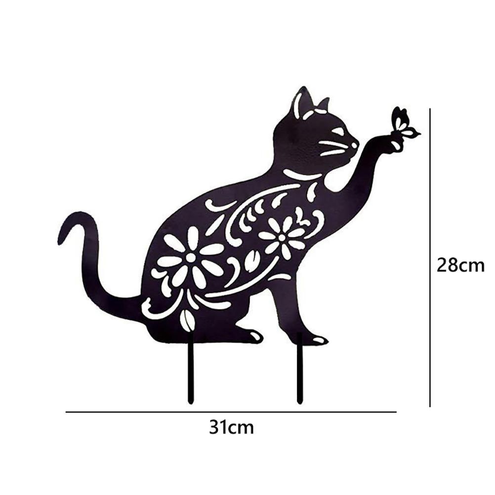 Cat Decorative Garden Stake Iron Hollow Exquisite Cat Garden Decor - Image 2