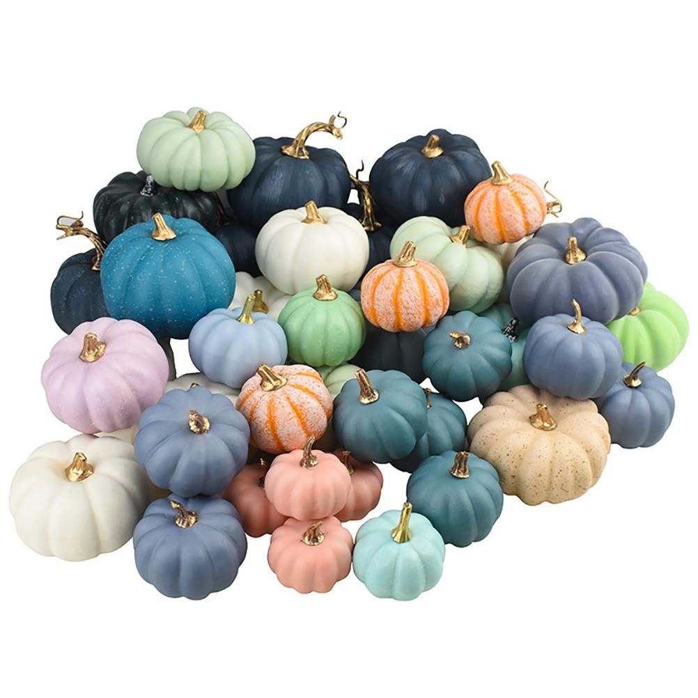 16Pcs Artificial Autumn Pumpkins Fake Foam Pumpkins for Halloween Thanksgiving Halloween Decoration - Image 1