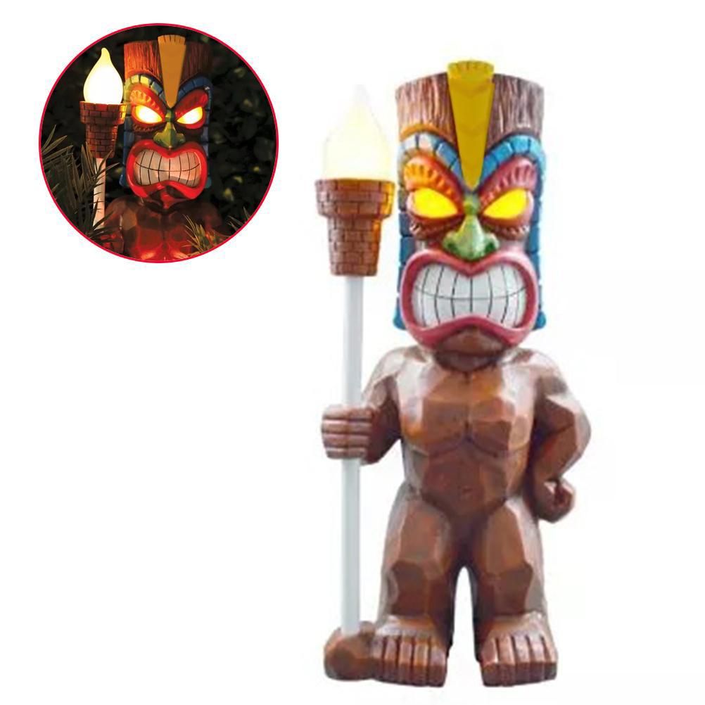 Solar Powered LED Tiki Light Solar Totem Figurine Ornaments LED Garden Light Decoration Crafts for Porch Lawn Trail - Image 1