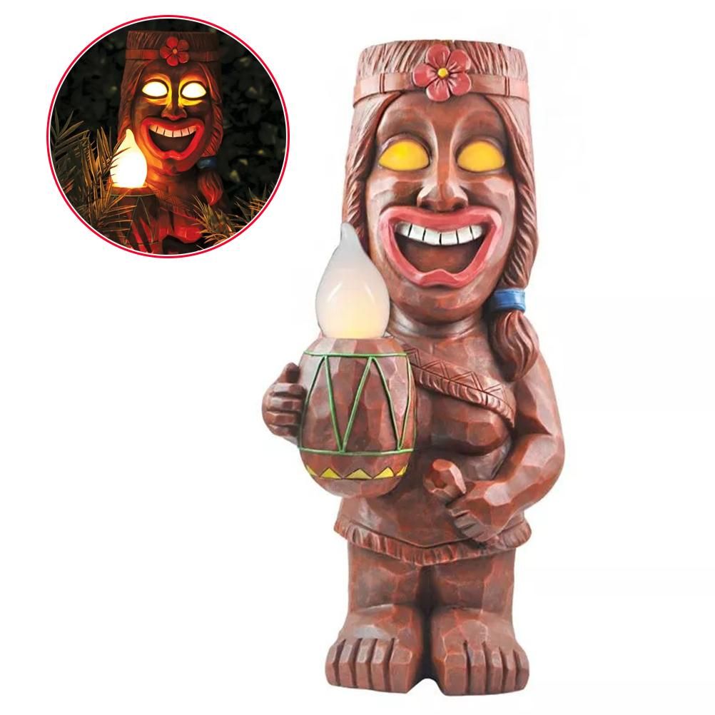 Solar Powered LED Tiki Light Solar Totem Figurine Ornaments LED Garden Light Decoration Crafts for Porch Lawn Trail - Image 1