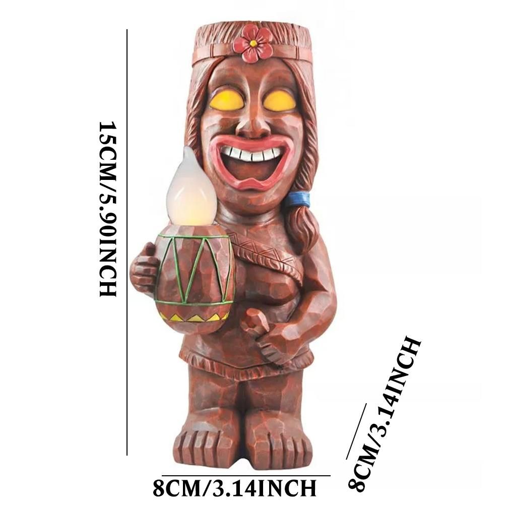 Solar Powered LED Tiki Light Solar Totem Figurine Ornaments LED Garden Light Decoration Crafts for Porch Lawn Trail - Image 2