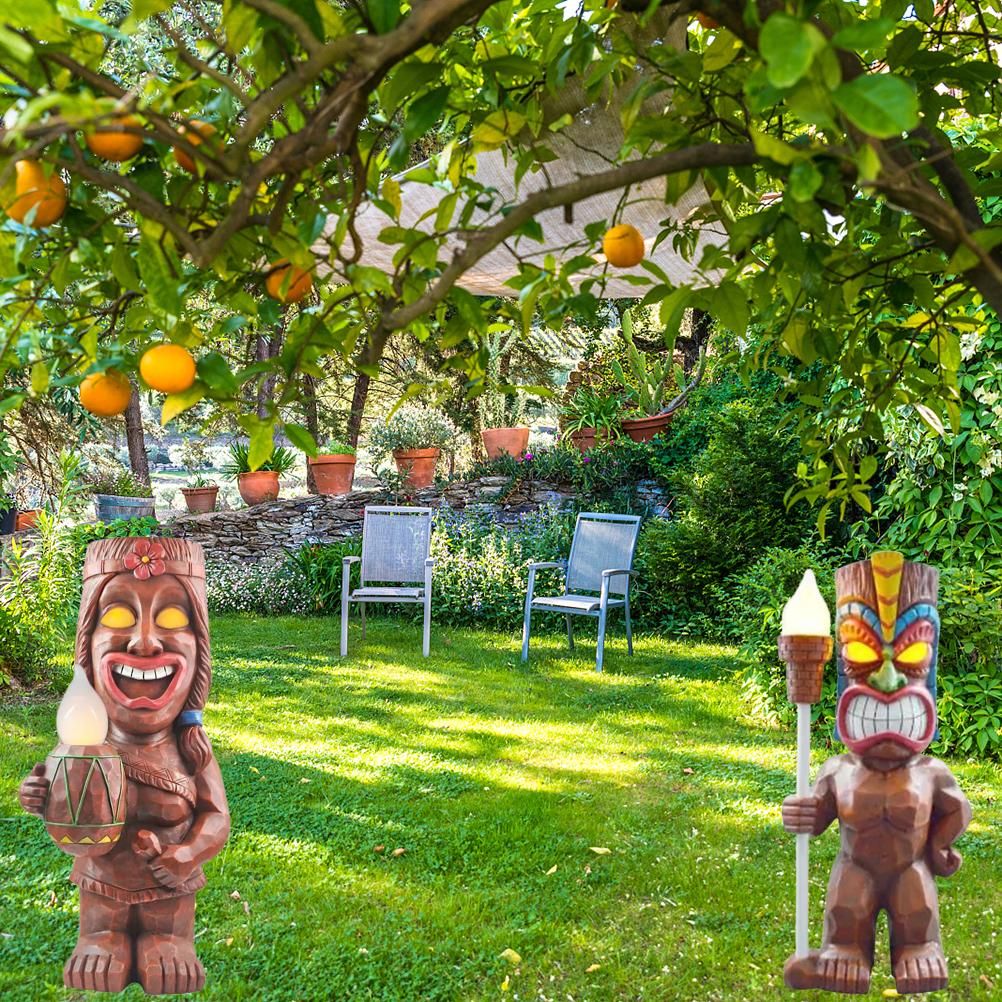 Solar Powered LED Tiki Light Solar Totem Figurine Ornaments LED Garden Light Decoration Crafts for Porch Lawn Trail - Image 4