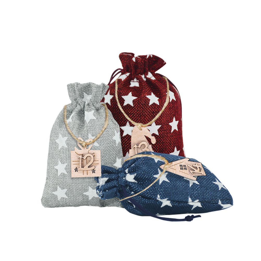 Advent Calendar Gift Bags DIY Countdown Calendar Christmas Bags with Drawstring 24 Days Hanging Gift Bags for Christmas Decorations Wood Board - Image 8
