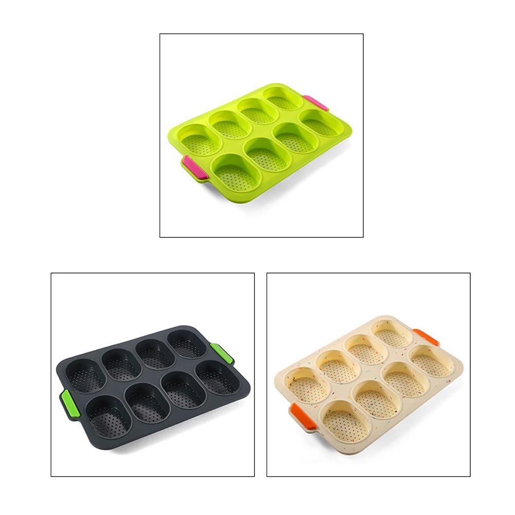 8 Grids Silicone Mold Oval Shape DIY Perforated Cake Baking Mould Kitchen Baking Tool Grey - Image 4
