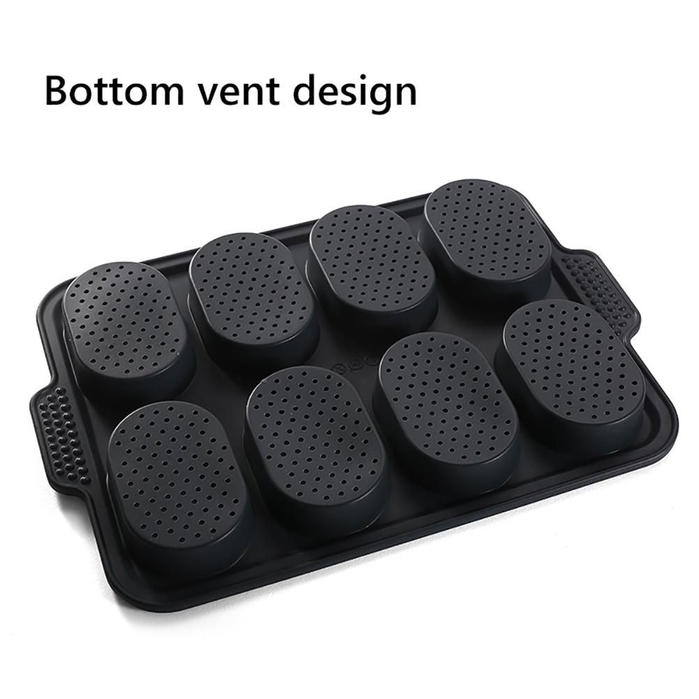 8 Grids Silicone Mold Oval Shape DIY Perforated Cake Baking Mould Kitchen Baking Tool Grey - Image 5