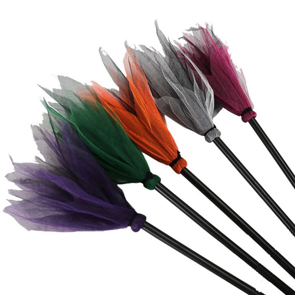 5Pcs Halloween Witch Brooms Plastic Witch Broomstick Wizard Flying Broom for Halloween Party Haunted House Decoration - Image 1