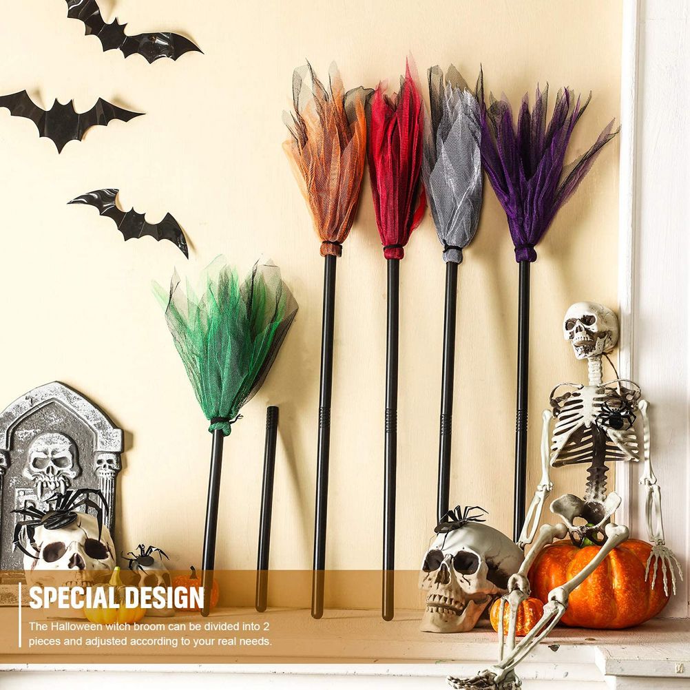 5Pcs Halloween Witch Brooms Plastic Witch Broomstick Wizard Flying Broom for Halloween Party Haunted House Decoration - Image 5