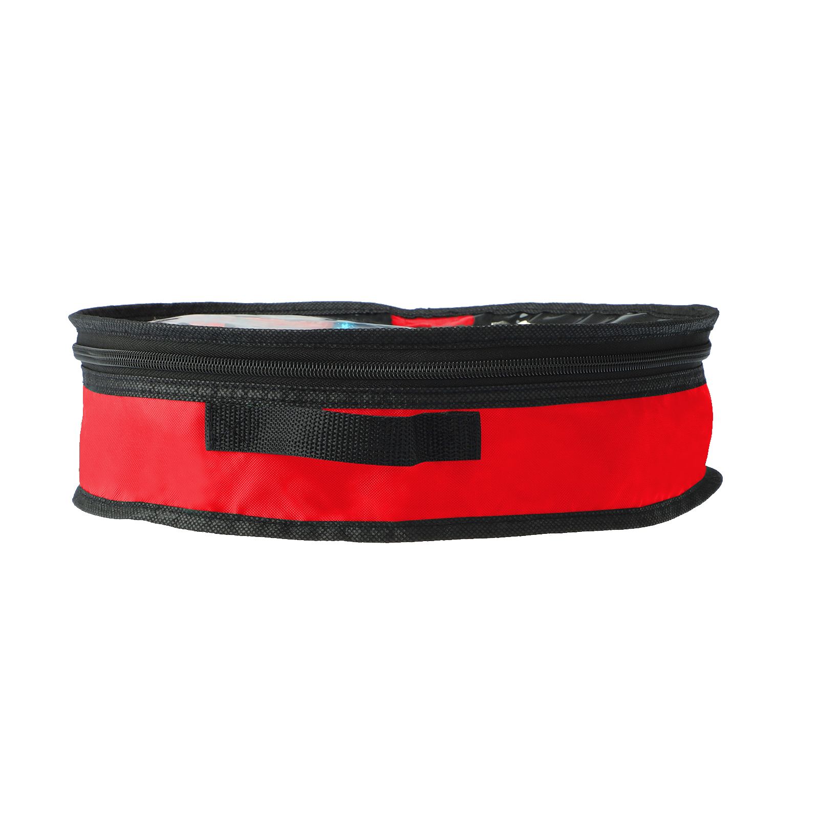 Wreath Storage Bag Christmas Holiday Decoration 420D Nylon 24in Transparent PVC Red L 21x17x4cm - Image 1