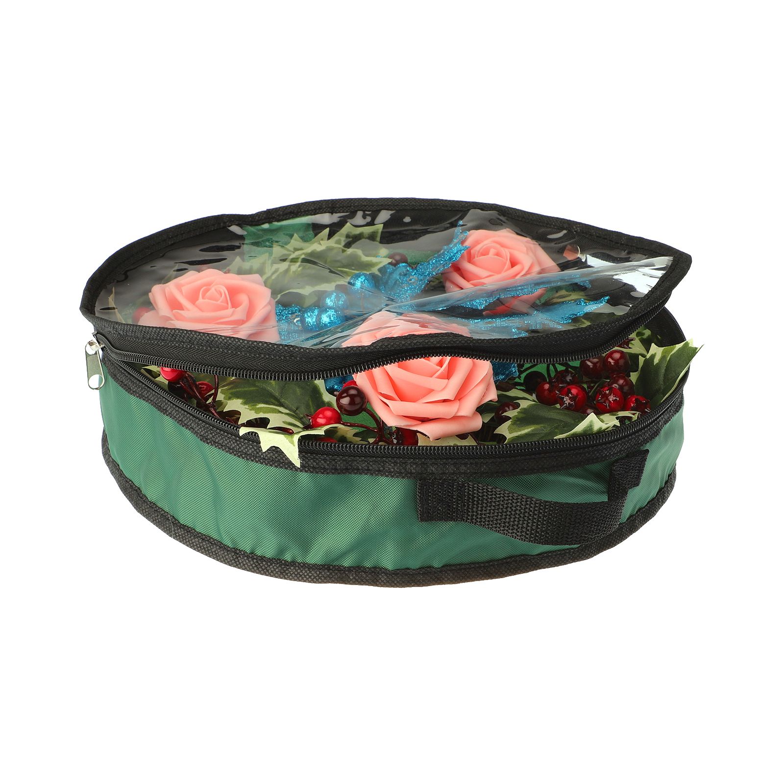 Wreath Storage Bag Christmas Holiday Decoration 420D Nylon 24in Transparent PVC Red L 21x17x4cm - Image 7