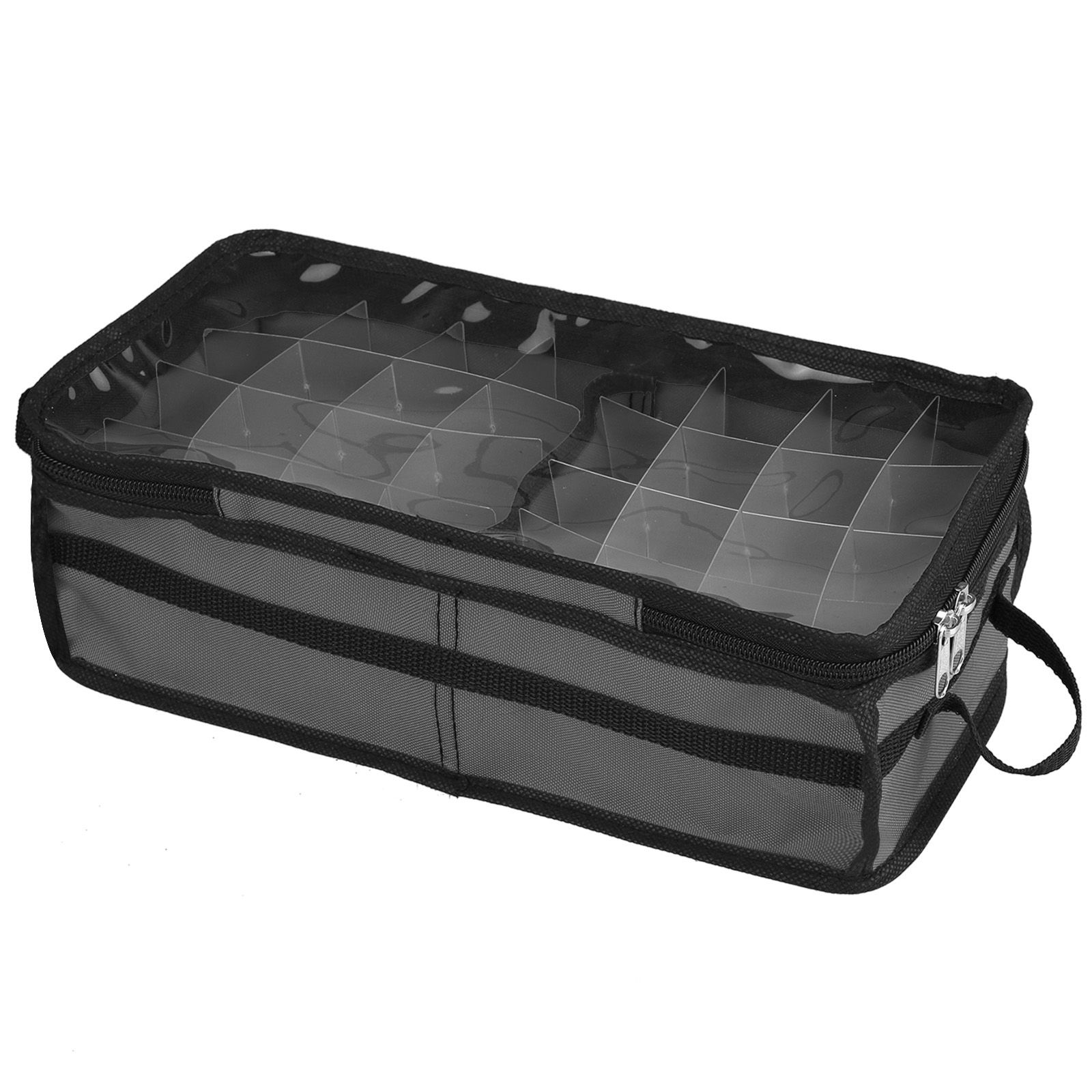 Christmas Ornament Storage Box Under Bed 64 Cell partition 600D Oxford PVC transparent window Black 61x30.5x15cm - Image 2