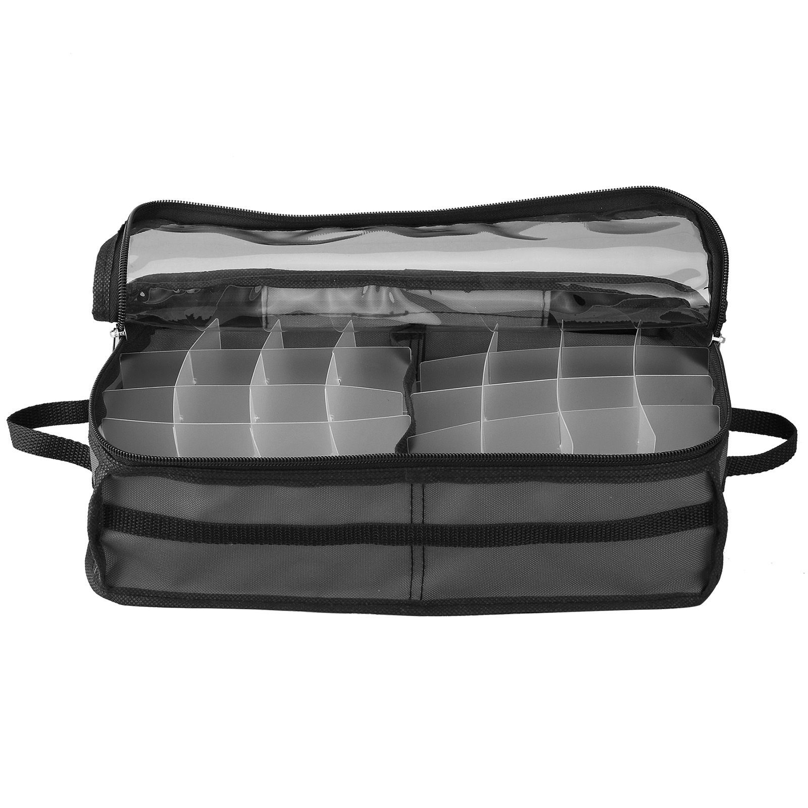 Christmas Ornament Storage Box Under Bed 64 Cell partition 600D Oxford PVC transparent window Black 61x30.5x15cm - Image 3