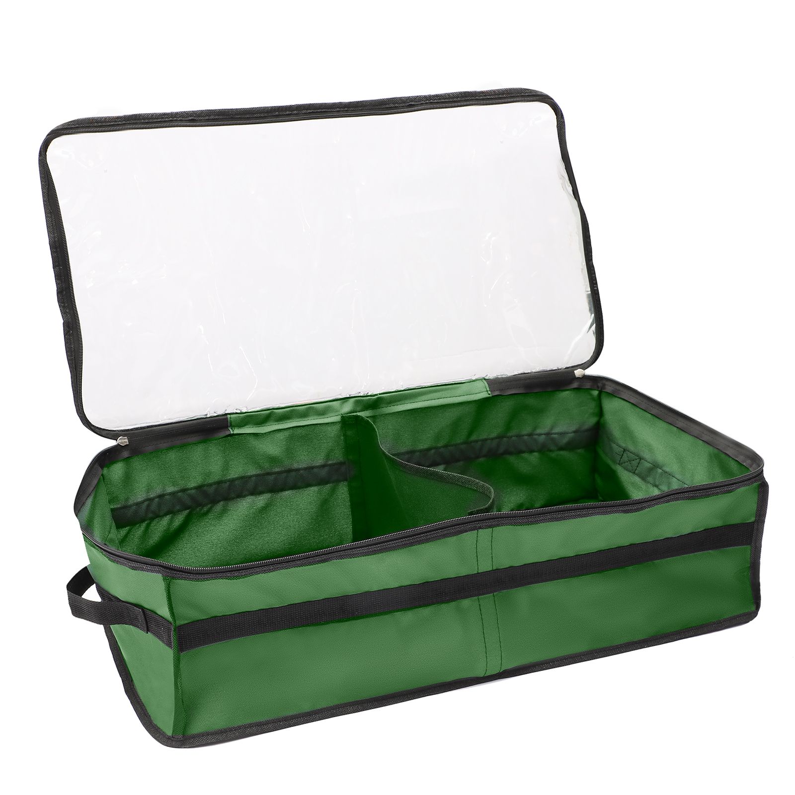 Christmas Ornament Storage Box Under Bed 64 Cell partition 600D Oxford PVC transparent window Black 61x30.5x15cm - Image 6