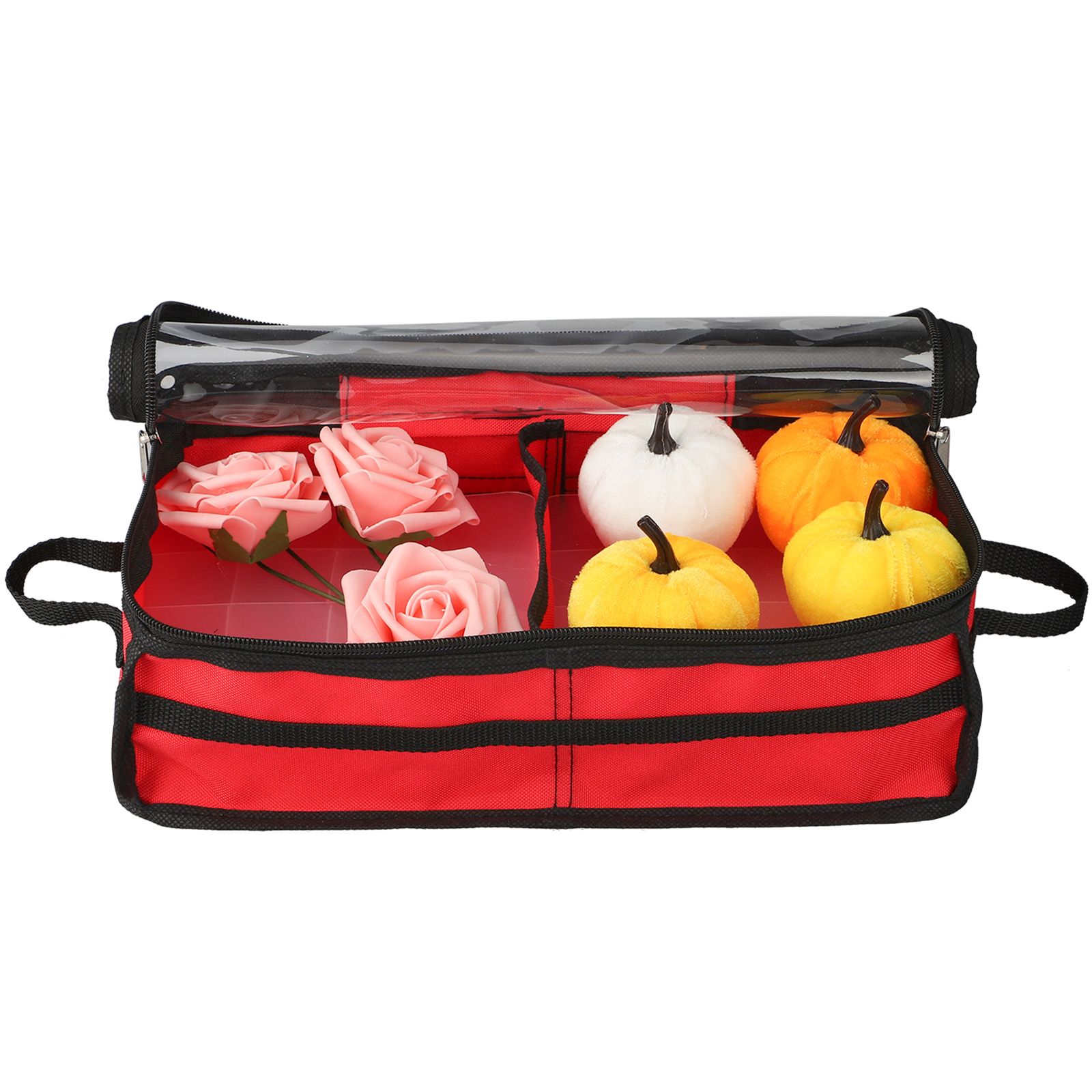 Christmas Ornament Storage Box Under Bed 64 Cell partition 600D Oxford PVC transparent window Black 61x30.5x15cm - Image 8