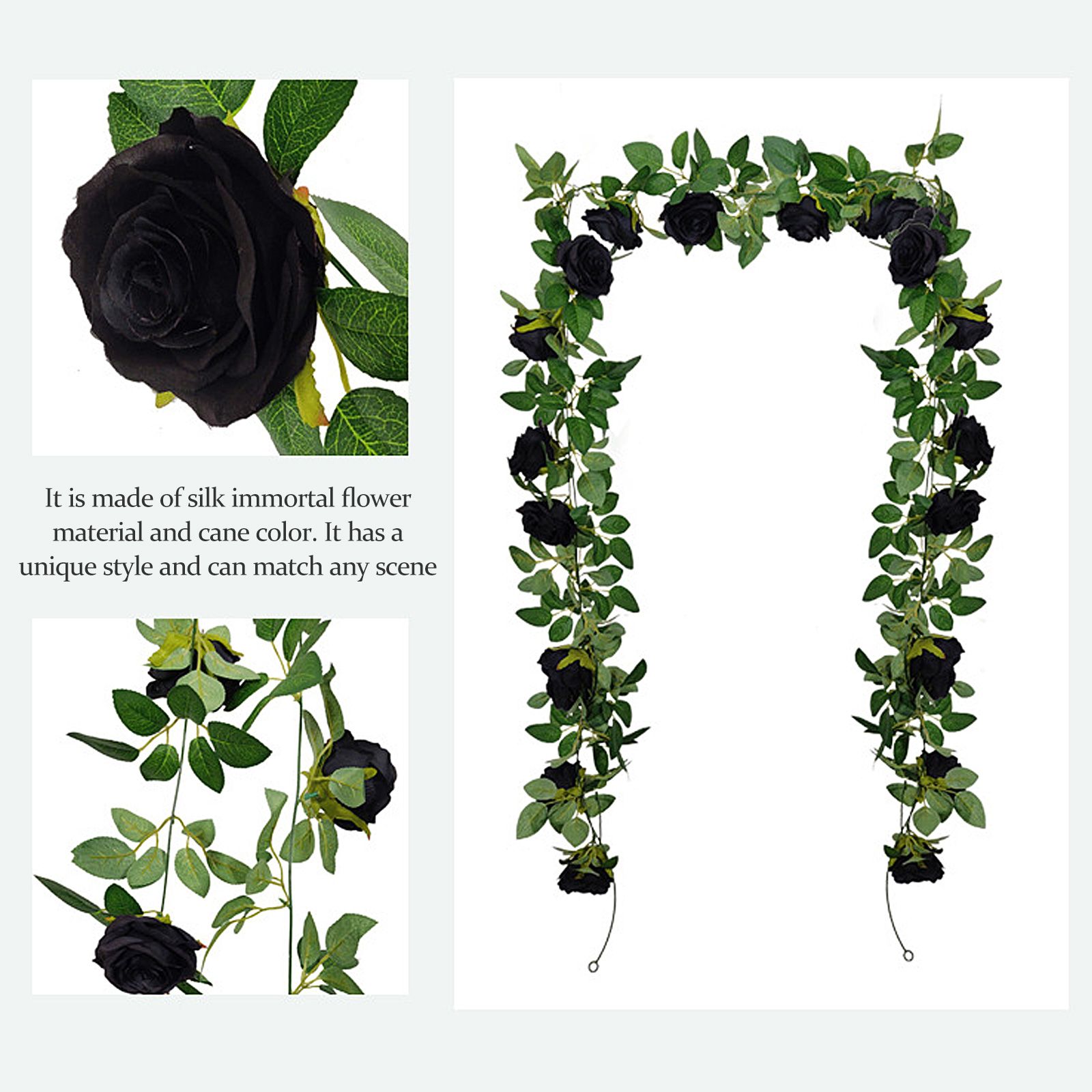Artificial Rattan Halloween Black Decoration Interior Home Hanging Decoration Rose Rattan Artificial Money Leaf - Image 5