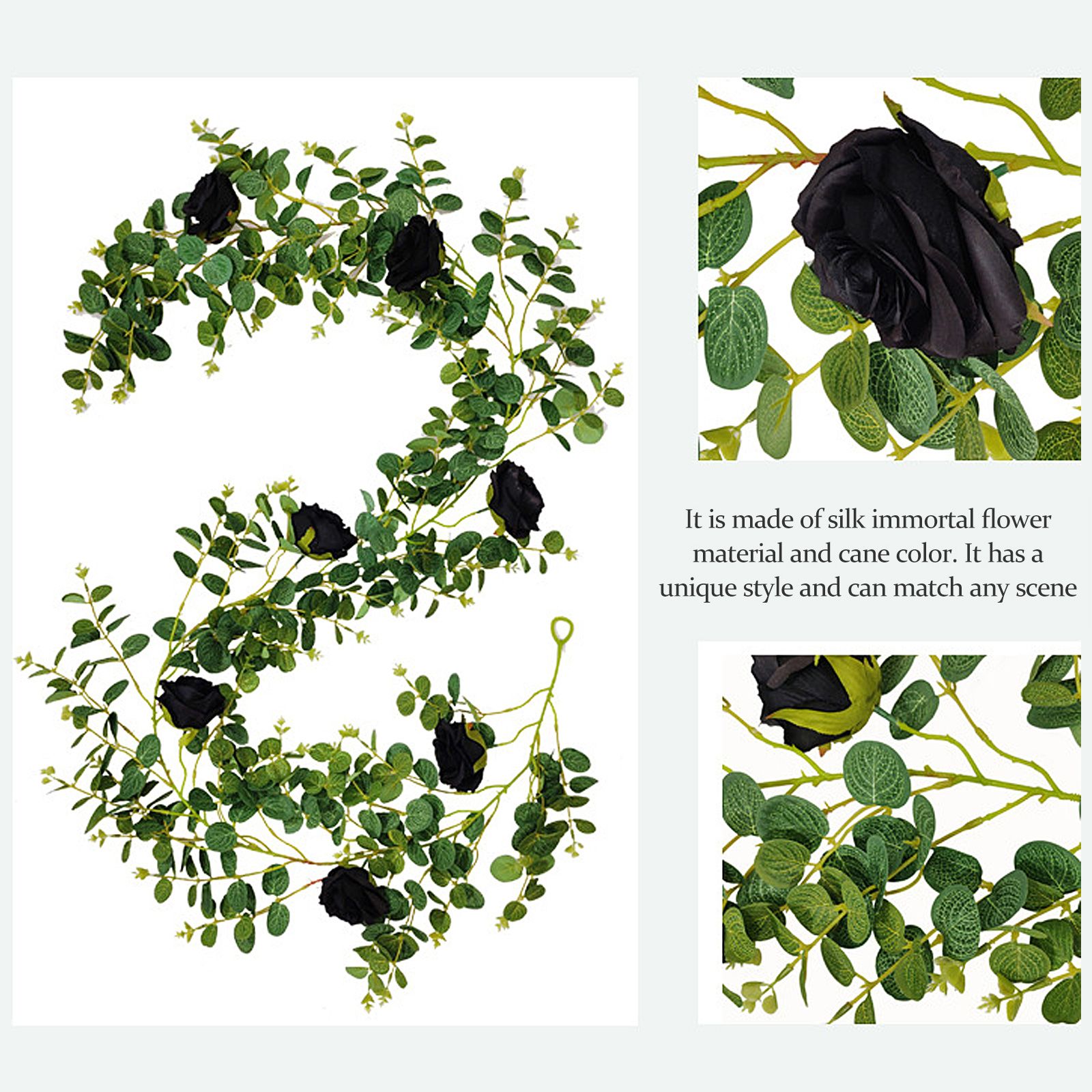 Artificial Rattan Halloween Black Decoration Interior Home Hanging Decoration Rose Rattan Artificial Money Leaf - Image 7