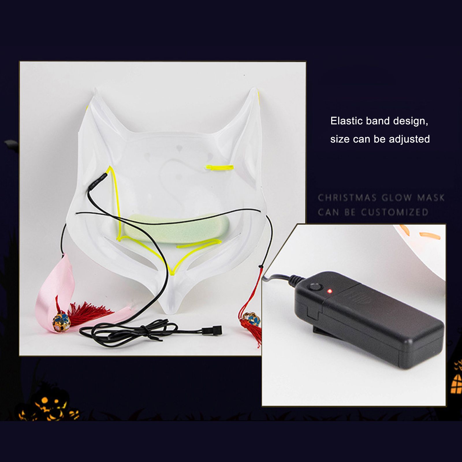 Led Fox Drift Mask Halloween Mask Light Up for Masquerade Parties Carnival - Image 4