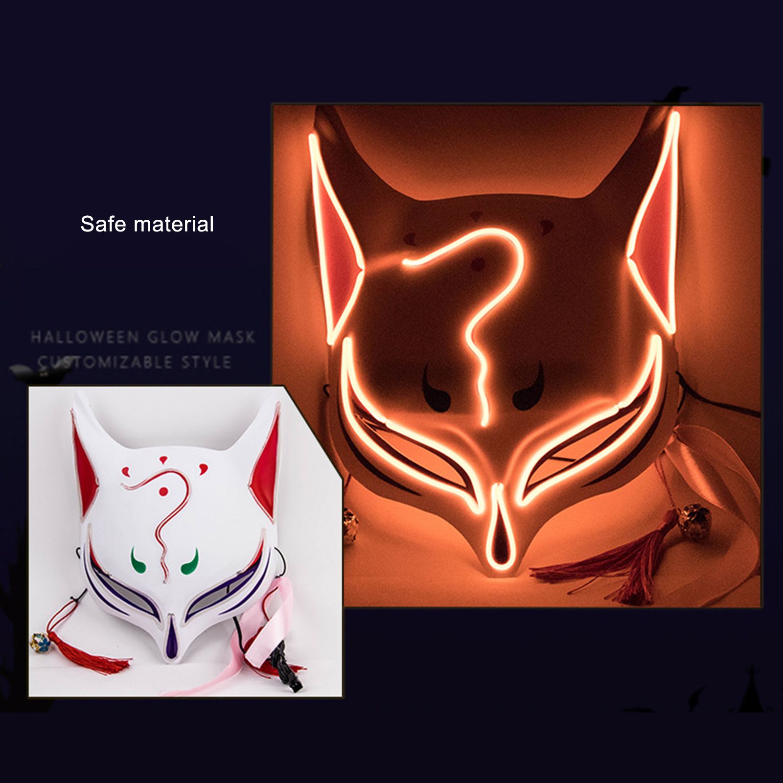 Led Fox Drift Mask Halloween Mask Light Up for Masquerade Parties Carnival - Image 5