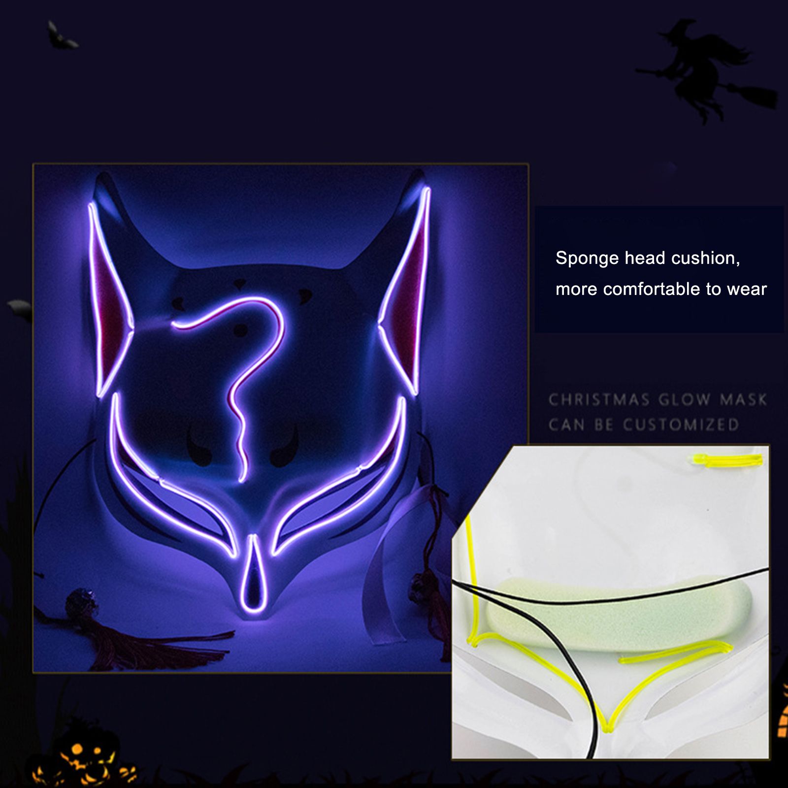 Led Fox Drift Mask Halloween Mask Light Up for Masquerade Parties Carnival - Image 6