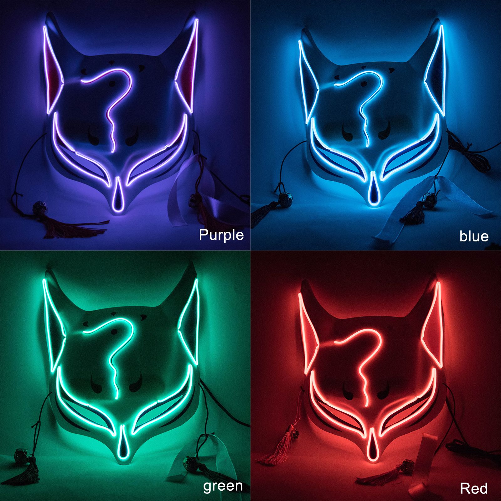 Led Fox Drift Mask Halloween Mask Light Up for Masquerade Parties Carnival - Image 8