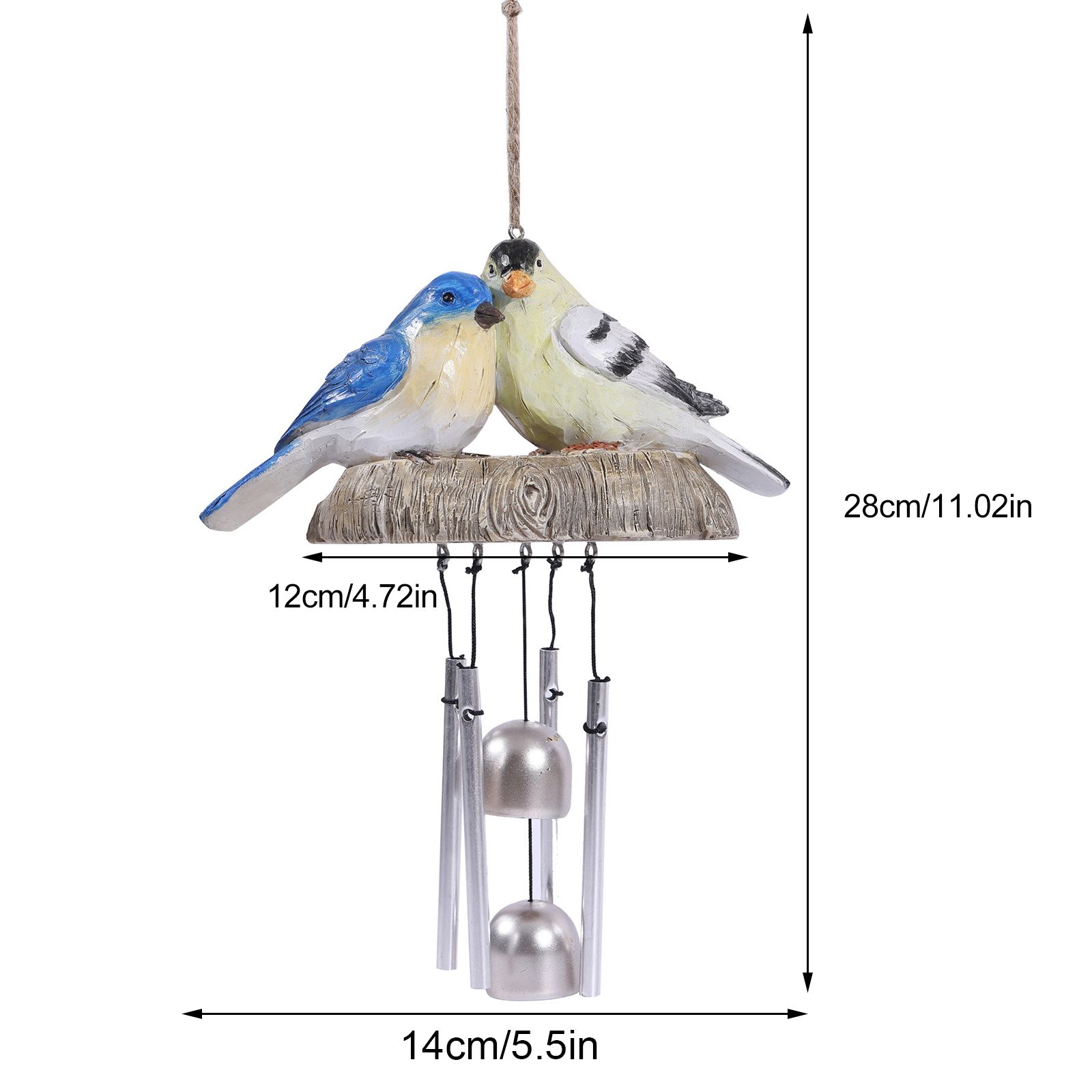 Rustic Bird Wind Chimes Outdoor Hanging Wind Chime Home Patio Decoration - Image 3